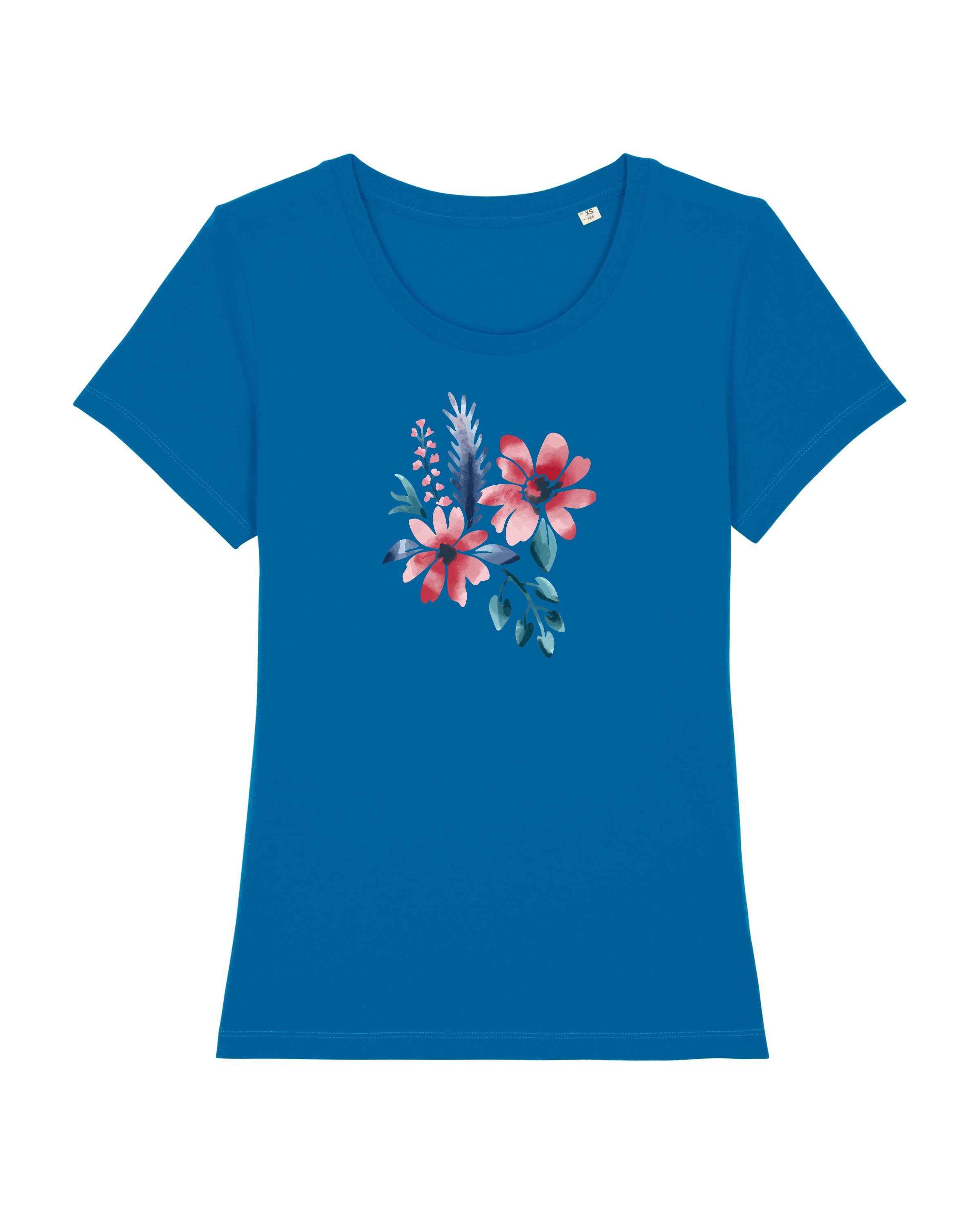 wat? Apparel Print-Shirt Blume in Wasserfarbe 02 (1-tlg) royalblau