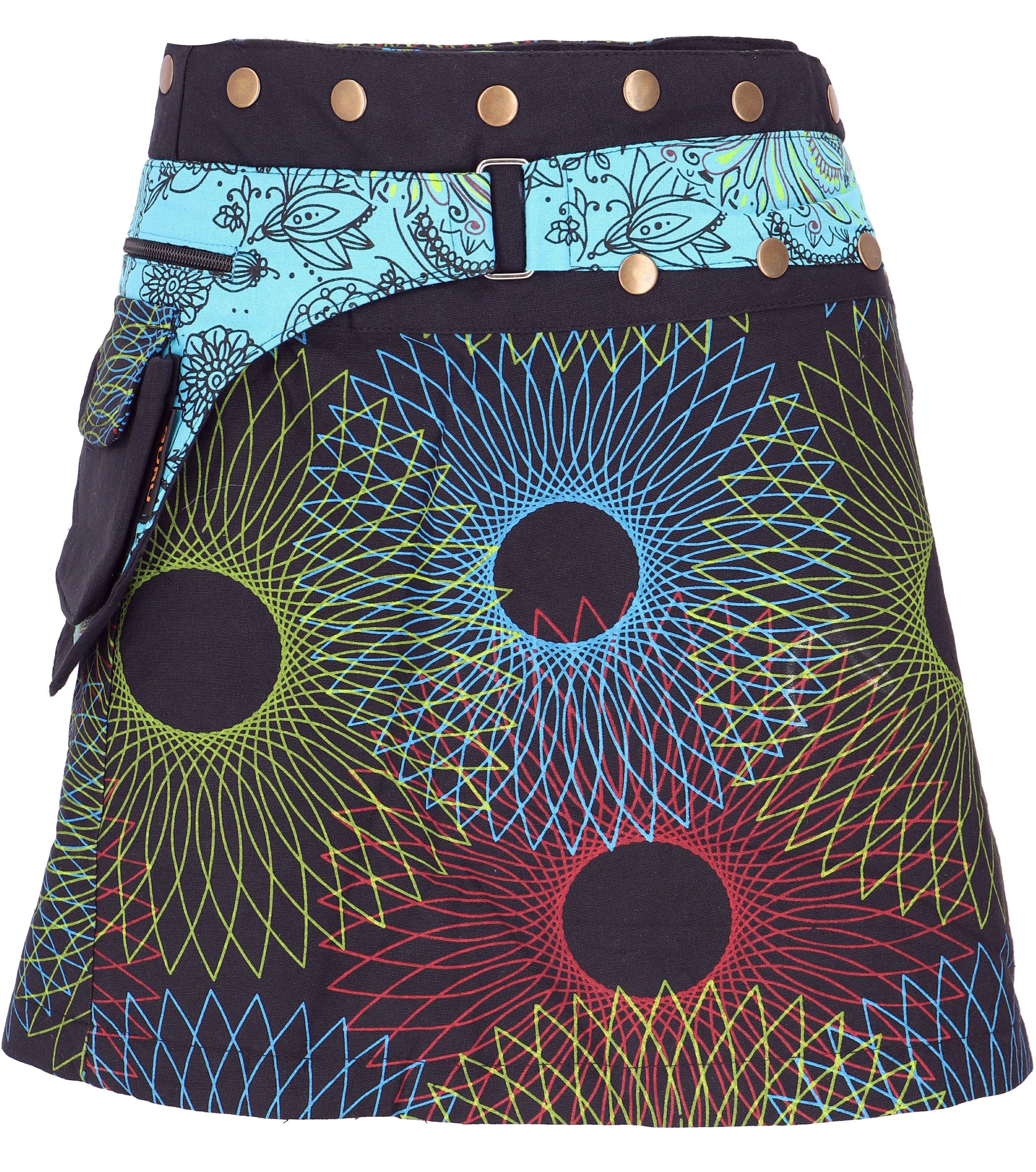 Guru-Shop Minirock Wickelrock, kurzer Fusion Mandala günstig online kaufen