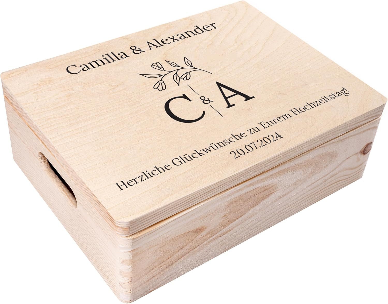 Creative Deco Holzkiste Erinnerungsbox Hochzeit Geschenkkiste, Natur 40 x 30 x 14 cm