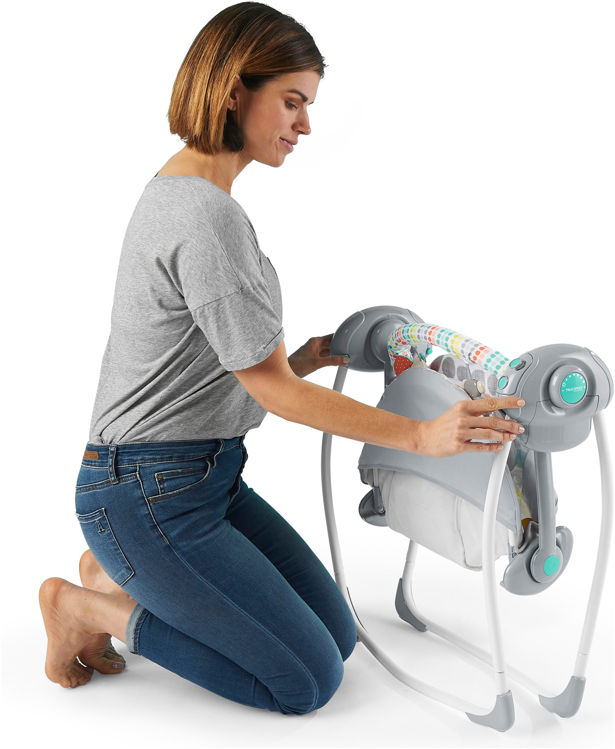 Bright Starts Baby Bouncer Whimsical Wild Portable Swing, with sound effect