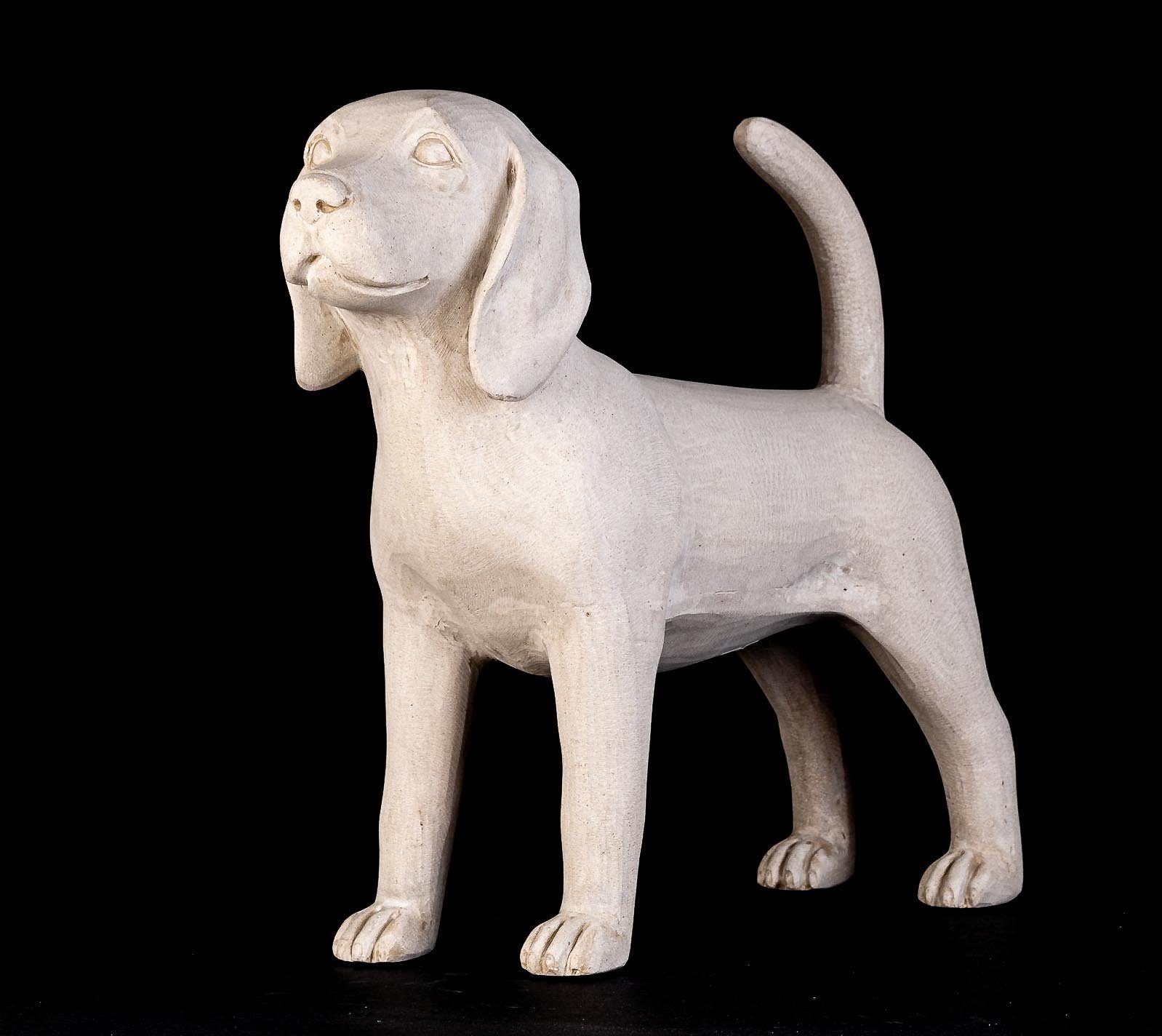 Skulptur Moderne Sandsteinguss IDYL IDYL Beige Hund Dekofigur "Beagle" Figur