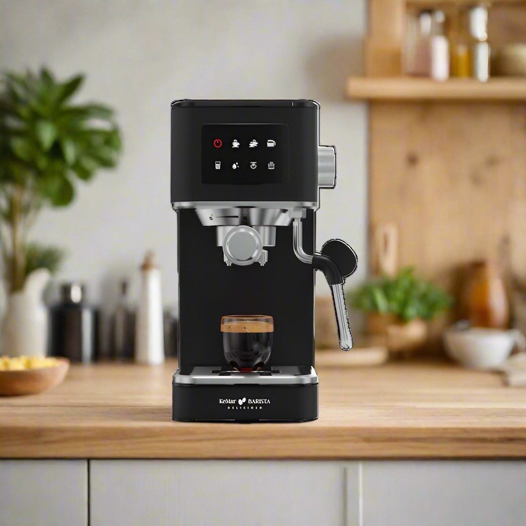KeMar Kitchenware Espressomaschine KEM-117, Edelstahlsiebfilter, Touch Display, 20 Bar, 1,7 Liter Wassertank, schlankes Design