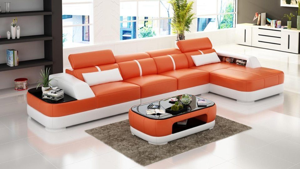 JVmoebel Ecksofa, Ledersofa Polster Sitz Sofa Wohnlandschaft Wohnzimmer Couch