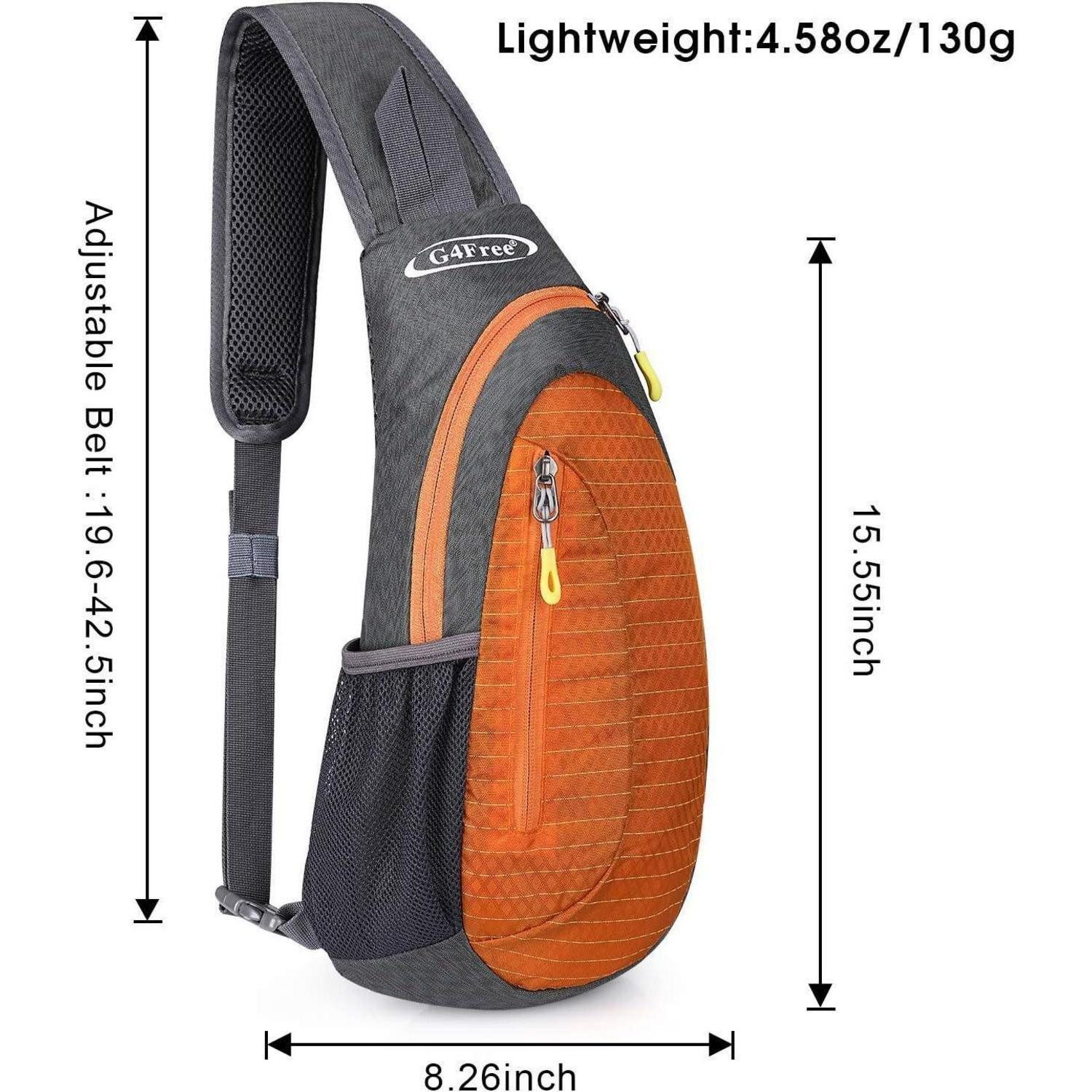 LuxusKollektion Tagesrucksack Brusttasche Sling Rucksack Grau/Orange