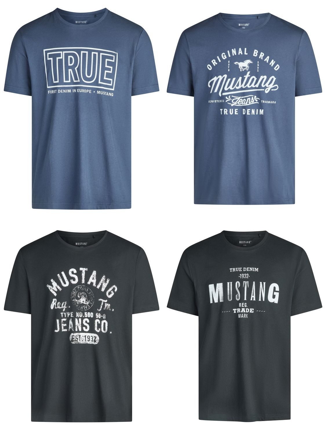T-Shirt Herren Printshirt 4er Pack Set Regular Fit