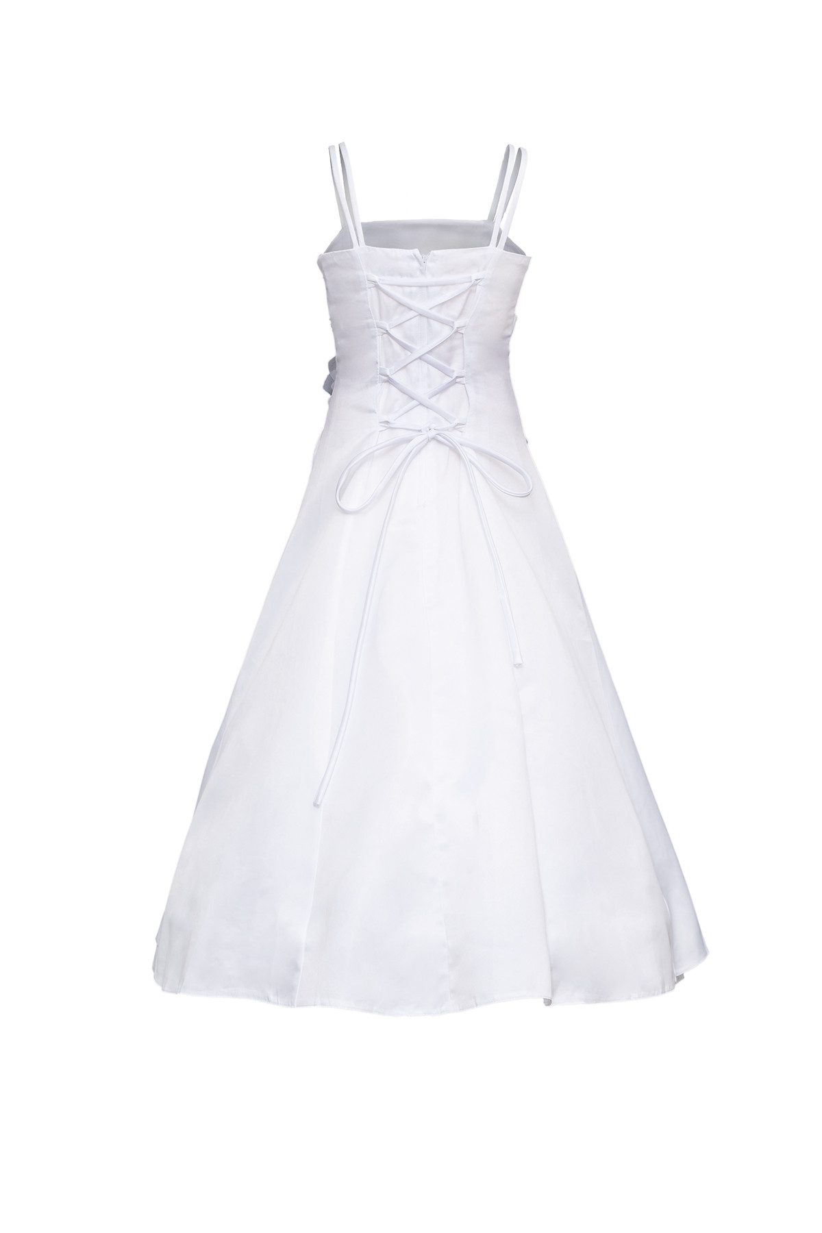 Märchenburg Satinkleid Kamelie-Kommunionkleid, Prinzessinnenkleid m. Bolero Jacke u. Reifrock KOMMUNIONKLEID