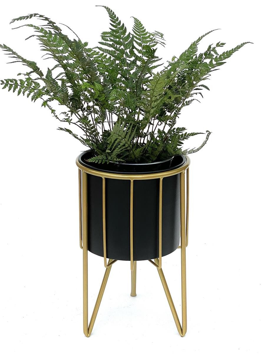 DanDiBo Blumenhocker mit Topf Metall Gold Schwarz Rund 32-45 cm Blumenständer, 96039 Blumensäule Modern Pflanzenständer Pflanzenhocker – Bild 5 von 5