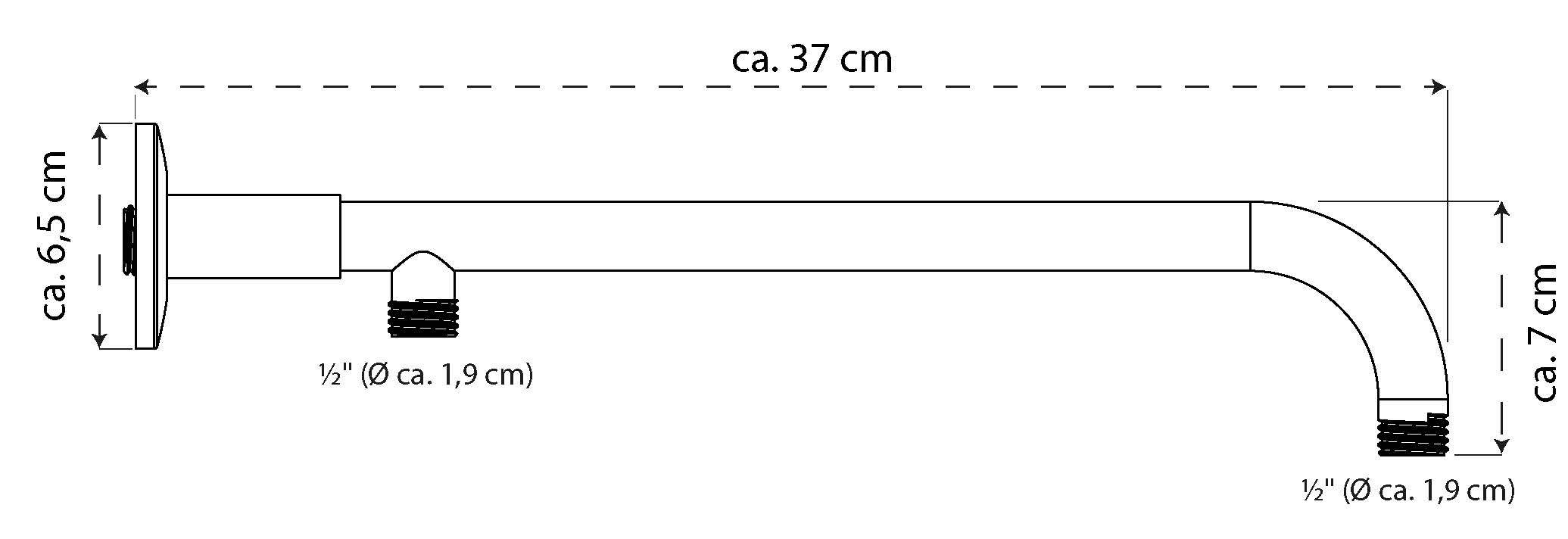 °, für 37cm, Chrom 90 Wandanschlussbogen, LYON, Anschlussbogen Unterputz Duschbrause Schütte