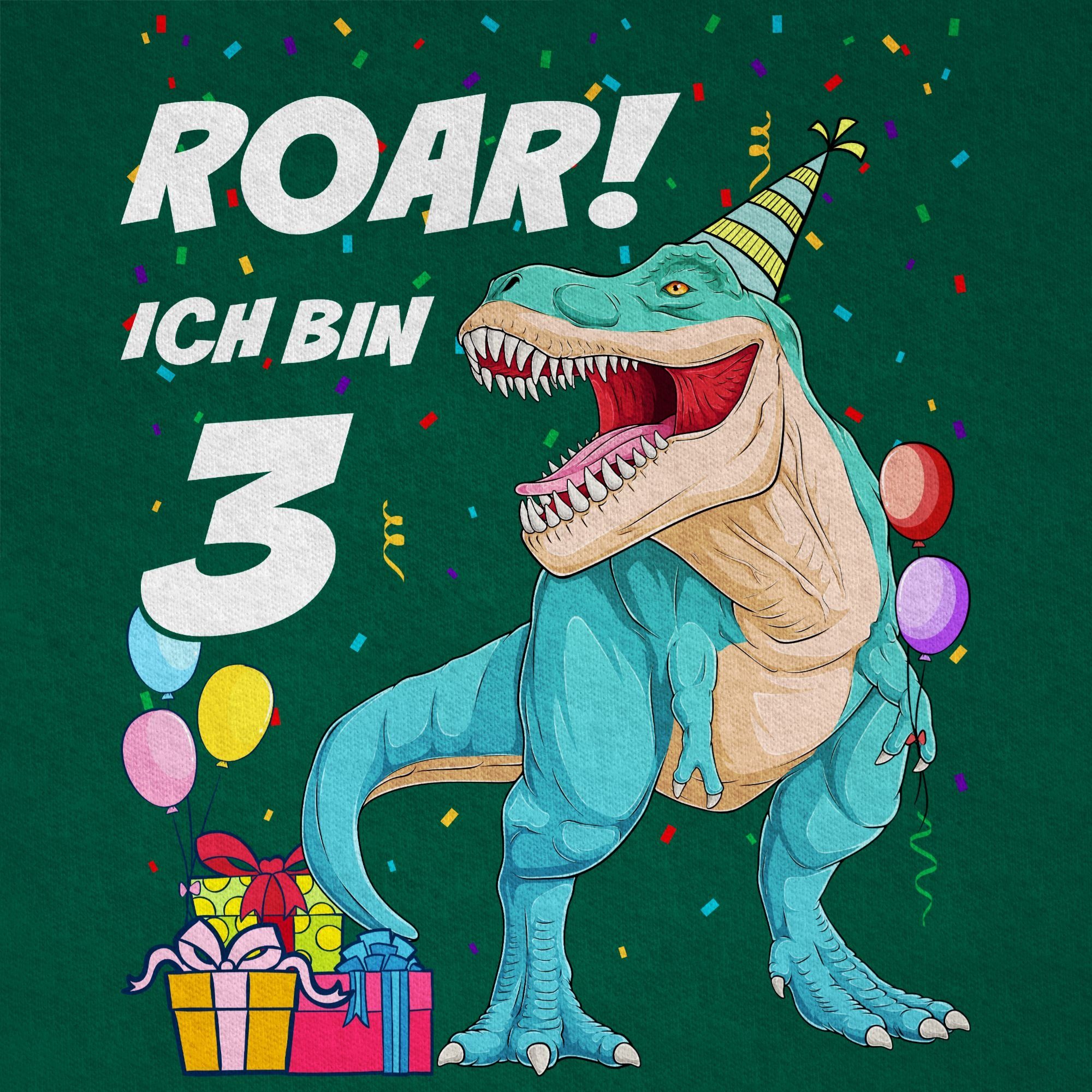Shirtracer T-Shirt T-Rex Tannengrün 01 Dinosaurier 3 Dino 3. - bin Ich Geburtstag Jahre