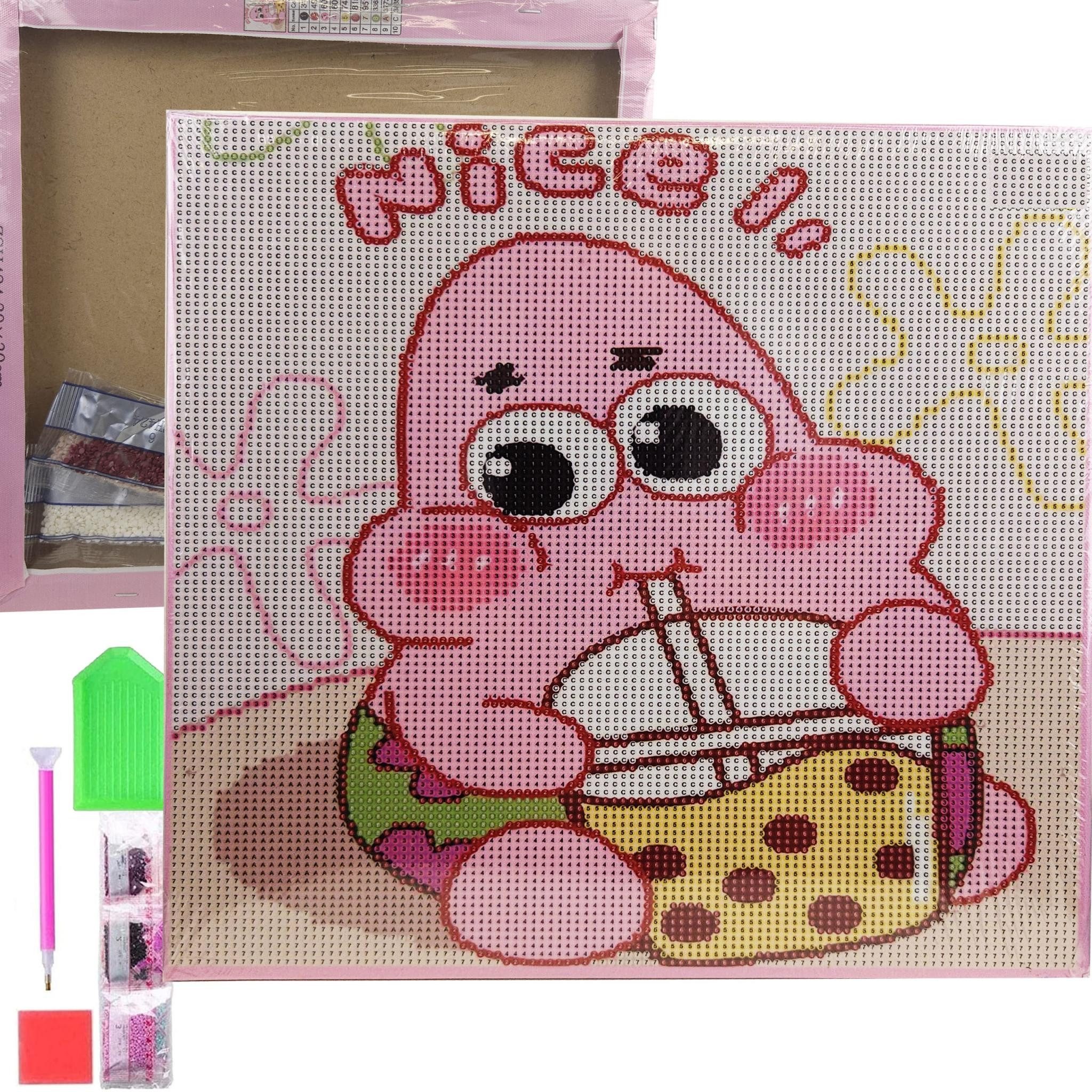 LA CUTE Malen nach Zahlen 5d Diamond Painting Anime Patrick auf Rahmen Malen nach Zahlen 30x30cm (Komplettset für 5D Diamond Painting inklusive Leinwand, Diamanten und Werkzeugen, Diamond Painting Set mit Zubehör für DIY-Kreativität und Entspannung), 30x30cm 5D Diamond Painting mit präziser Klebeschicht & Zubehör