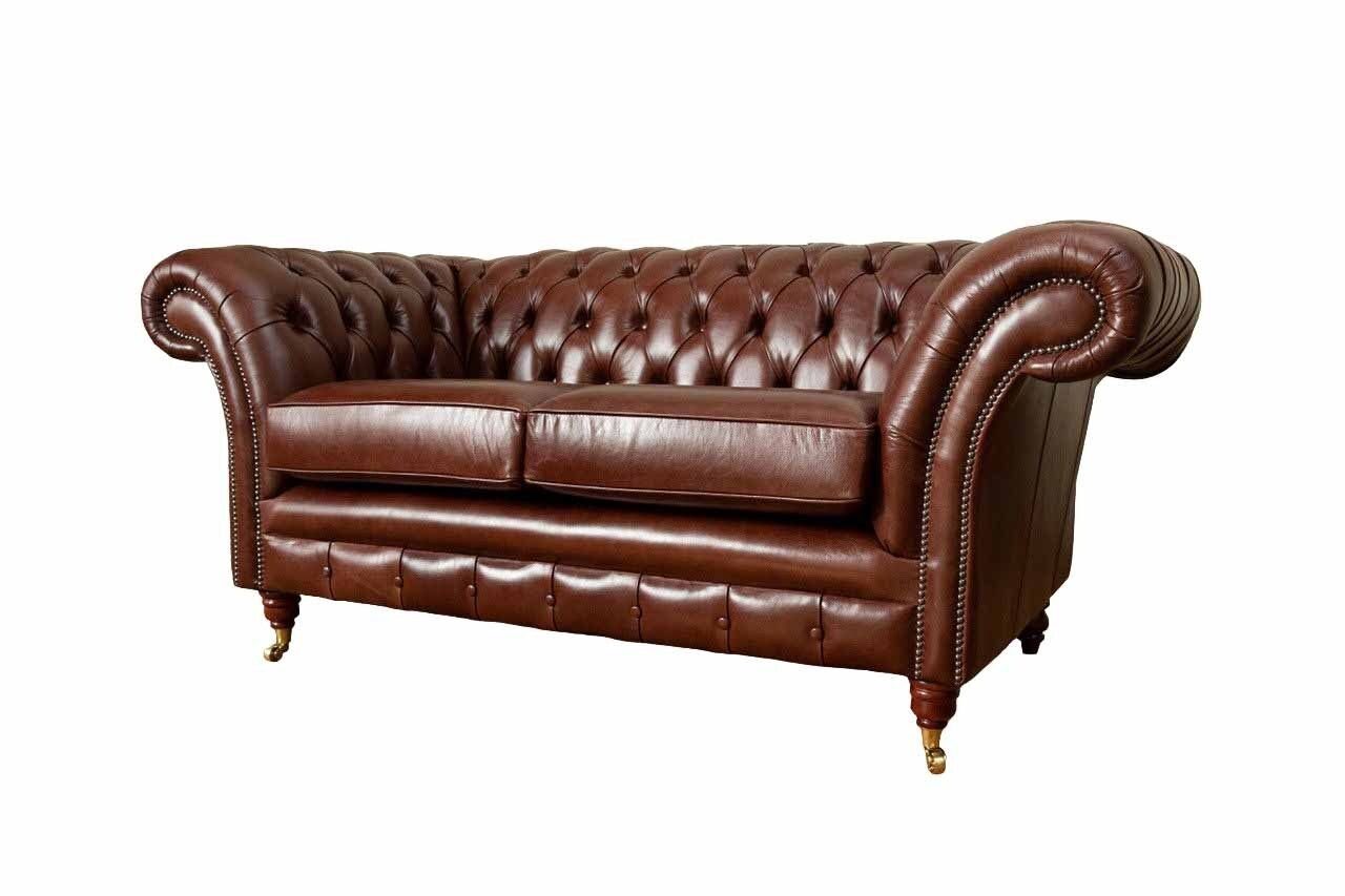 Polster Europe Zweisitzer Neu, In Couchen JVmoebel Braune Sofa Leder Made Sofas Couch Chesterfield