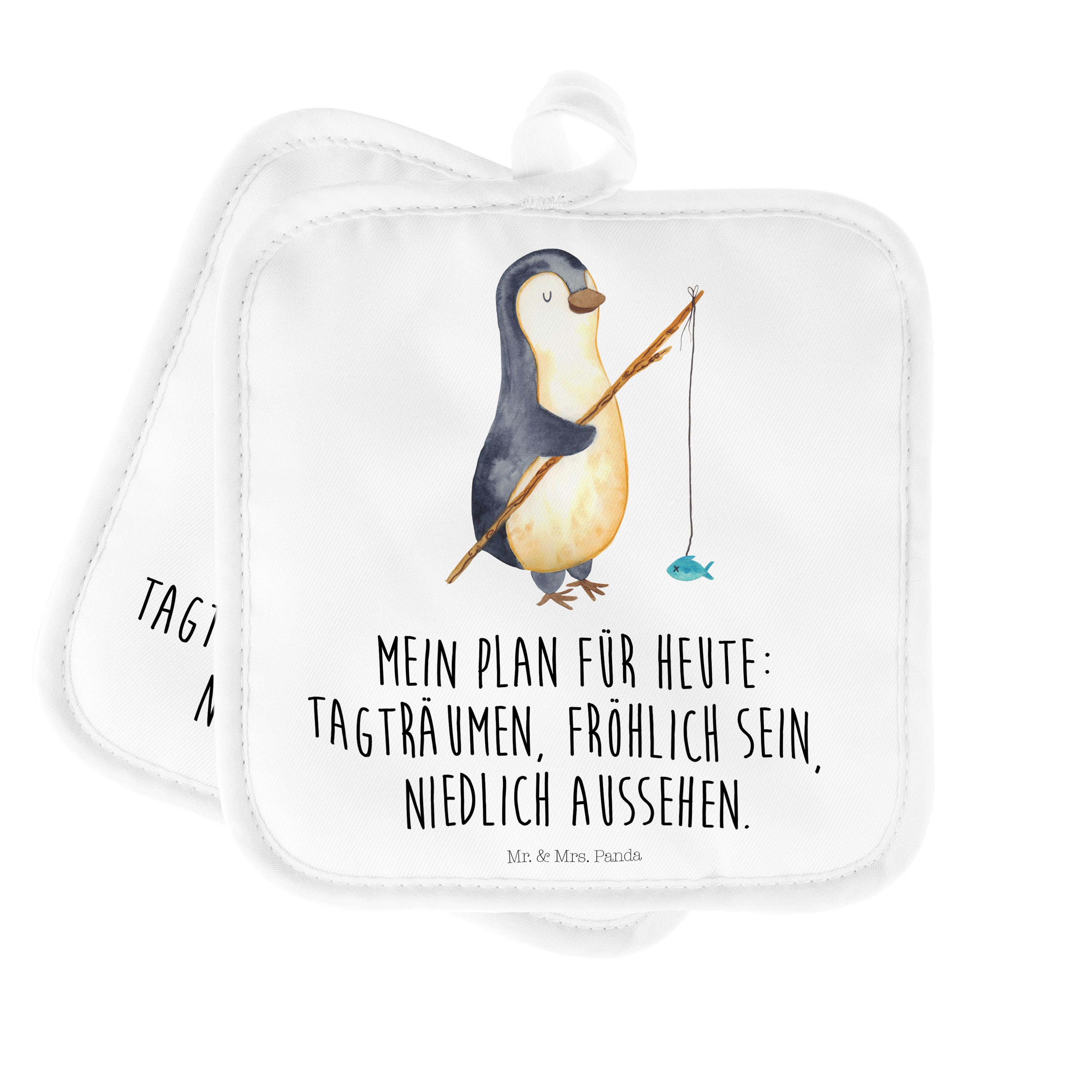 Mr. & Mrs. Panda Topflappen Topflappen, Geschenk, - Angler Pinguin Angeln, Mot, Wochenende, - (1-tlg) Weiß