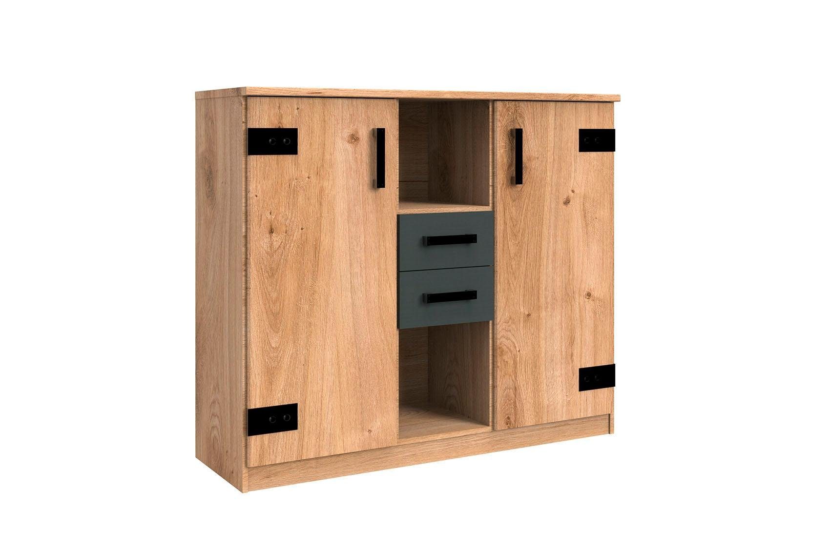 Wimex Kombikommode Liverpool, Schrank 2trg.mit 2 Schubladen, Made in Germany, mit Soft-Close, 124/41/105cm, Industrial Design