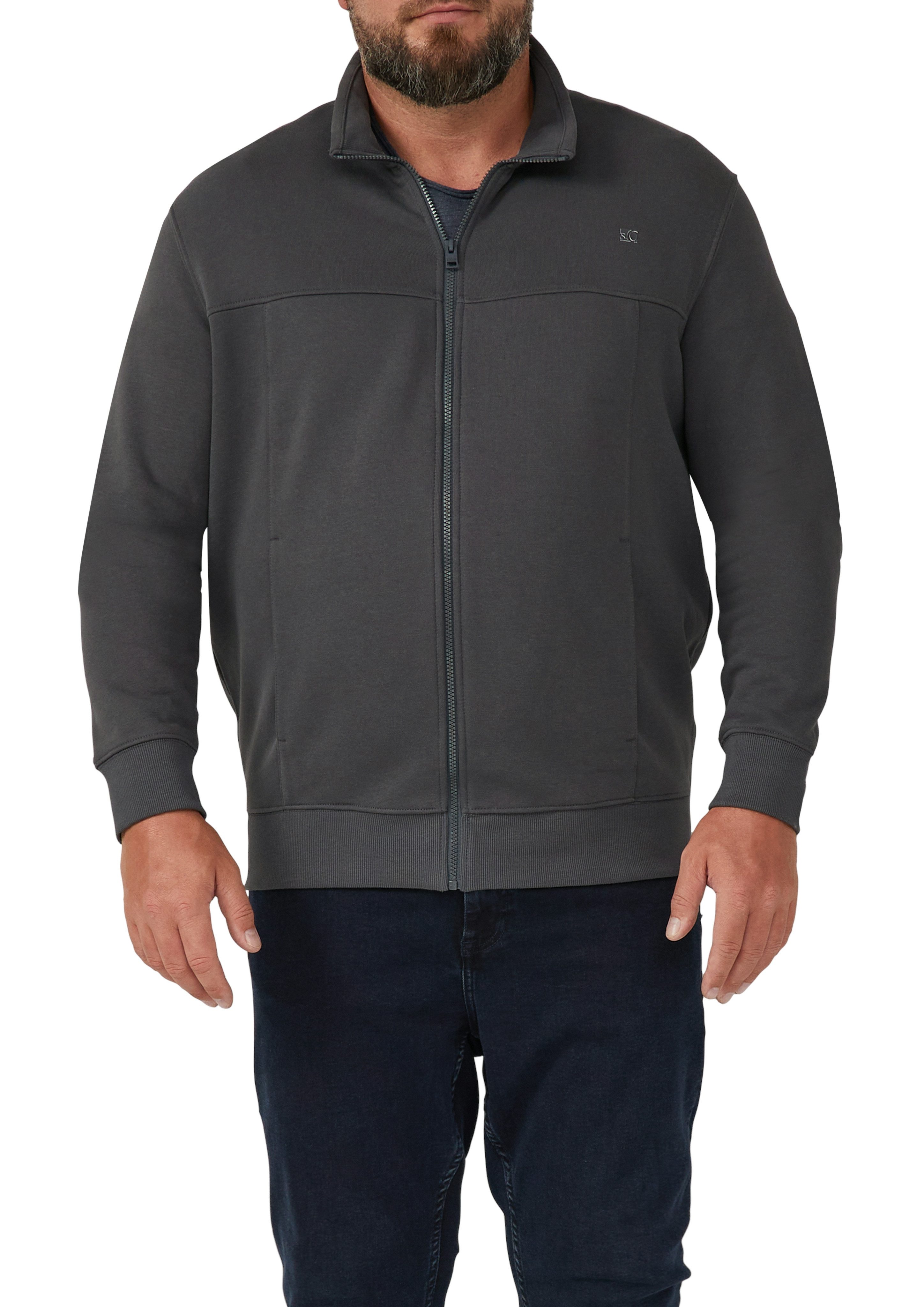 s.Oliver Men Big Sizes Sweatjacke mit Reißverschluss und Stehkragen günstig online kaufen