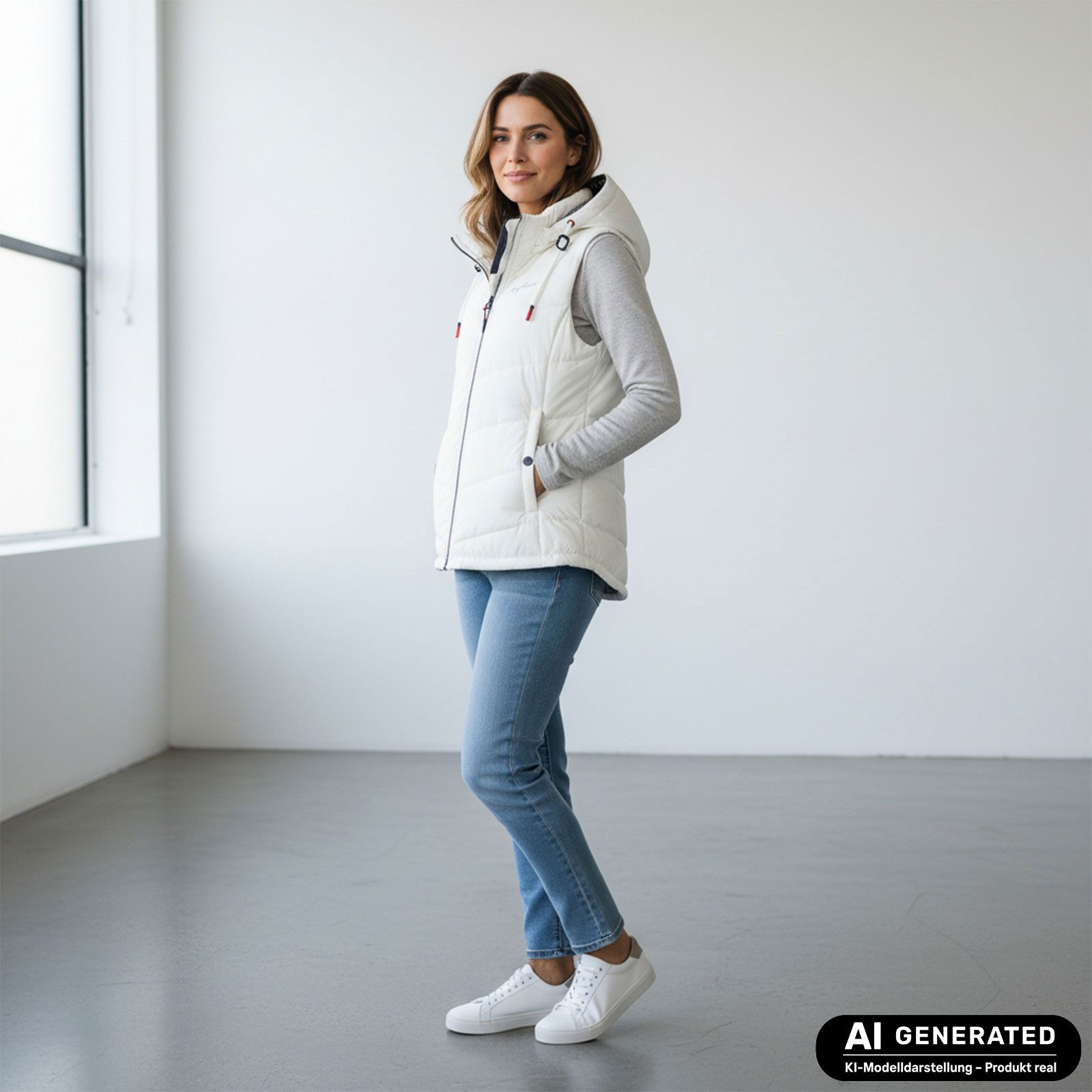 Dry Fashion Steppweste Rügen Damen Weste gesteppt Kapuze - Outdoor Damenweste Windabweisend Kapuze verstellbar & abnehmbar, 2-Wege-Reißverschluss, Seitentaschen