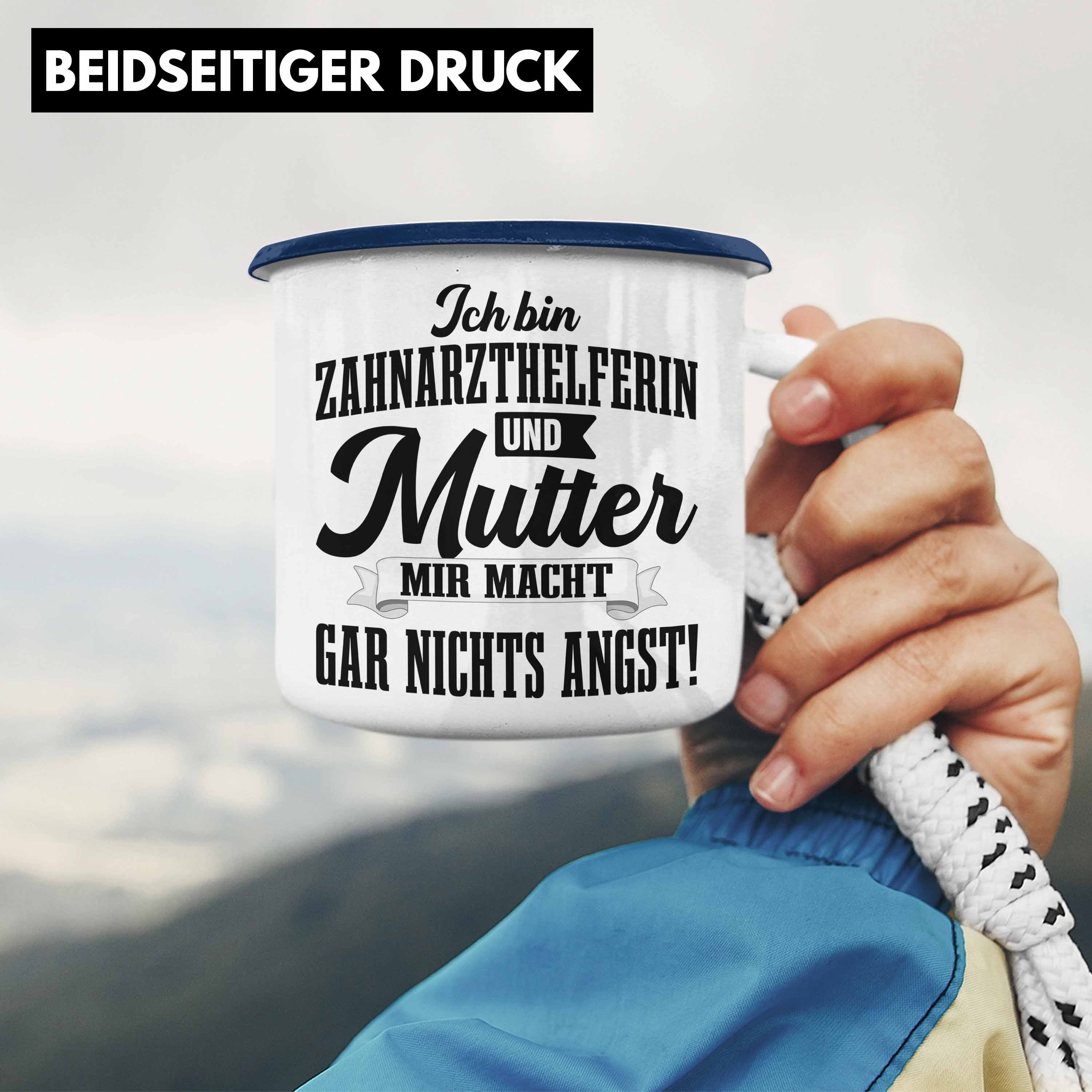 Kollegin Geschenkidee Lustig Zahnarzt Damen Thermotasse Tasse Trendation Fachangestellte Blau Zahnarzthelferin - Mutter Emaille Zahnmedizinische Trendation Geschenk