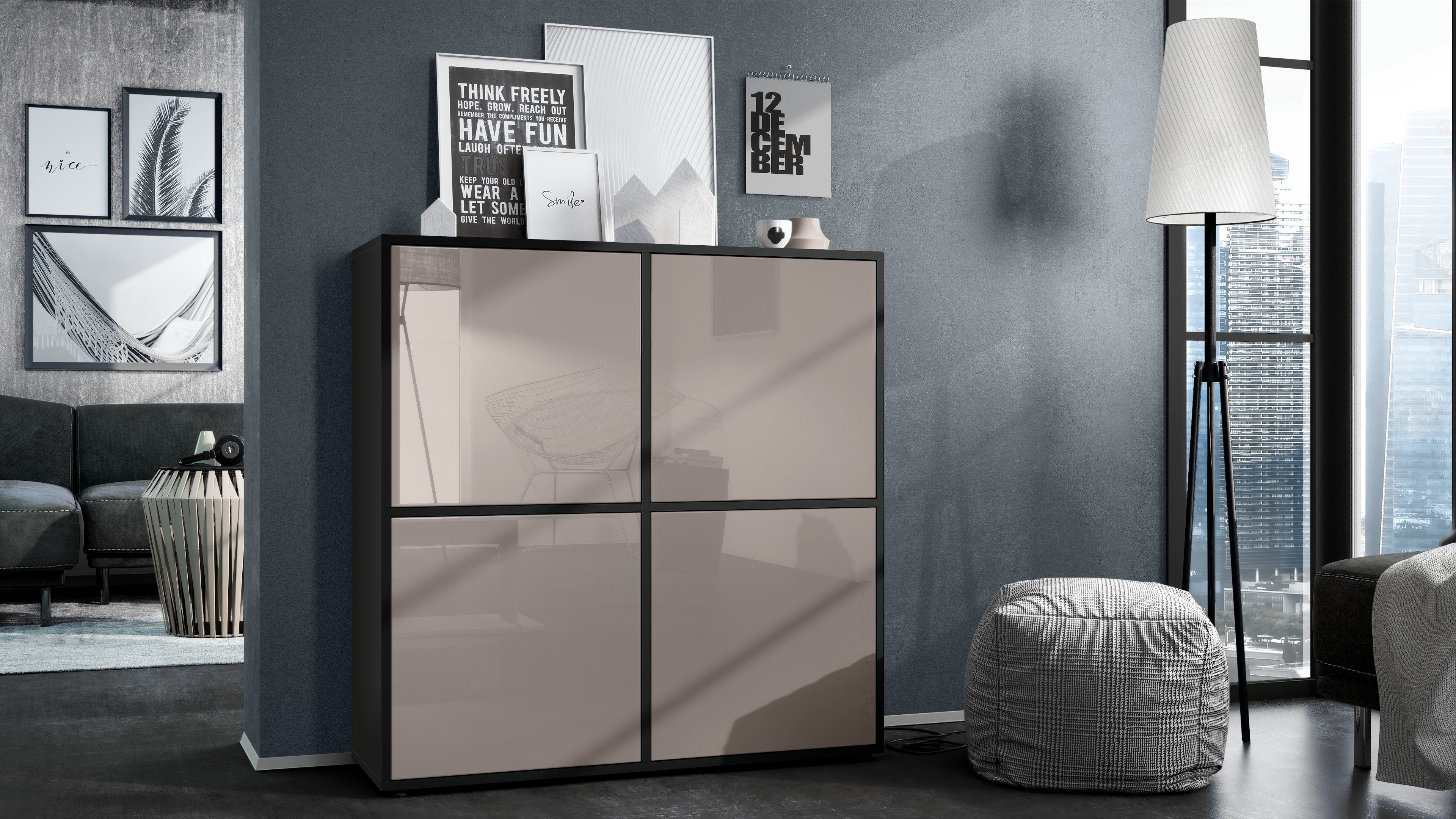 Vladon Highboard Cuba V2 (Schrank, 104 x 105,5 x 35,5 cm Sideboard mit 8 Fä günstig online kaufen