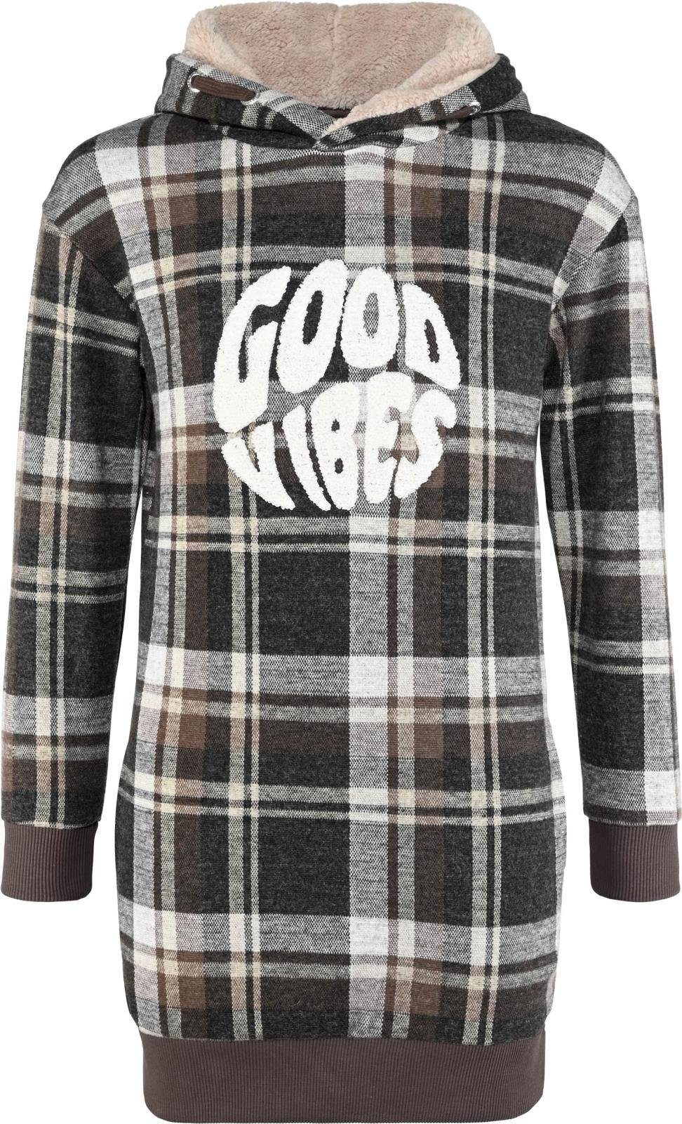 BLUE EFFECT A-Linien-Kleid blue effect girls Kleid Hooded Dress Good Vibes Winterkleid karo braun (1-tlg)