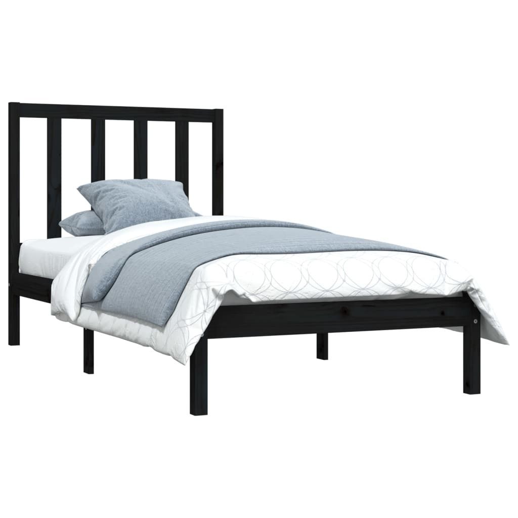 vidaXL Bett Massivholzbett Schwarz Kiefer 75x190 günstig online kaufen