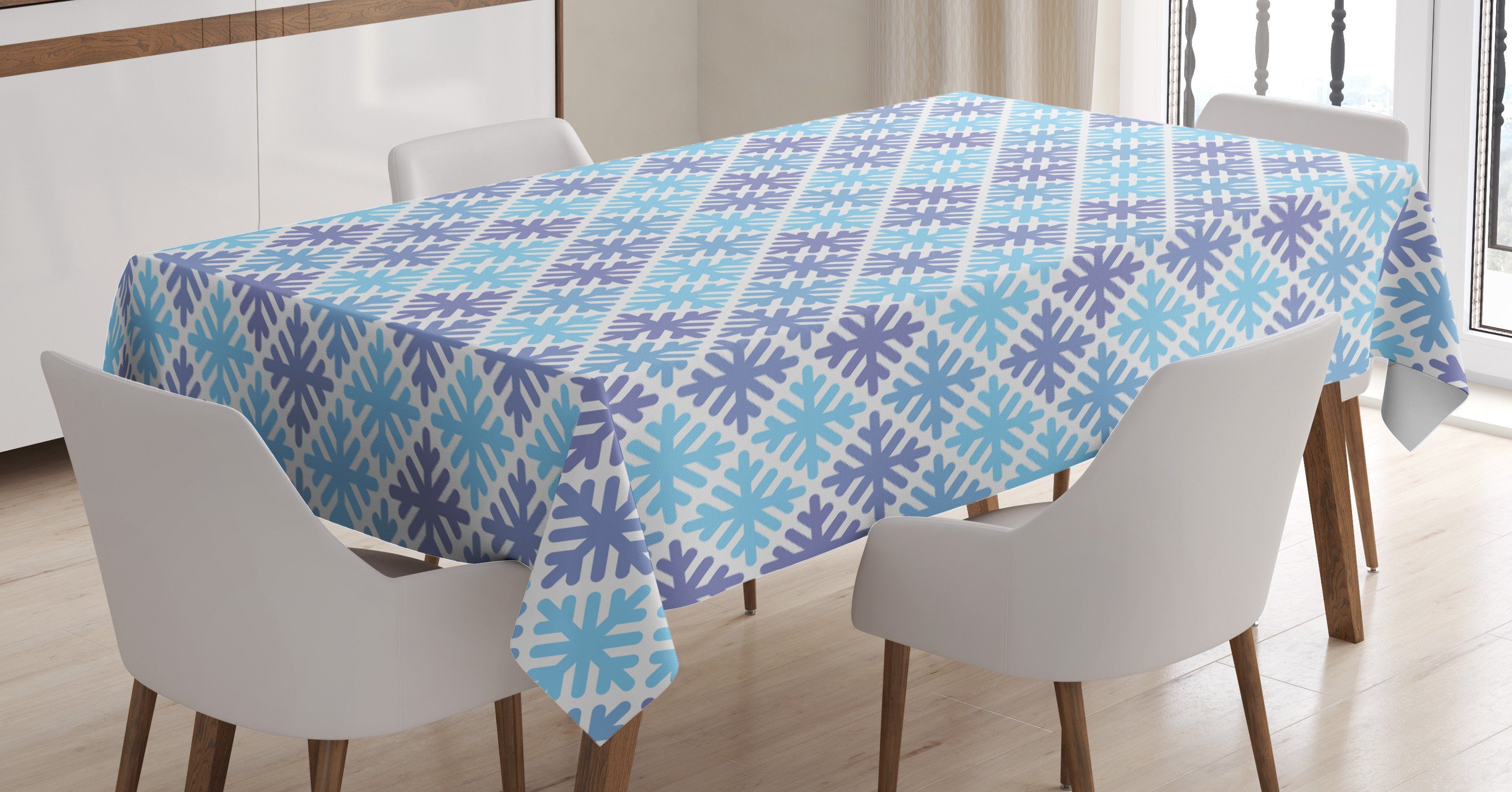 Abakuhaus Tischdecke Farbfest Waschbar Für den Außen Bereich geeignet Klare Farben, Abstract Graphisches Schneeflocken-Muster