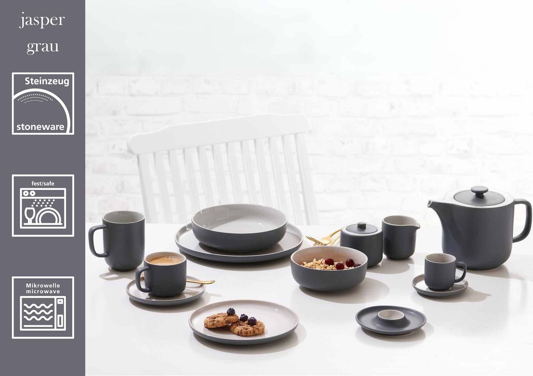 Ritzenhoff & Breker Kombiservice Jasper Basic-Set 12er Set (12-tlg), 4 Personen, Steinzeug
