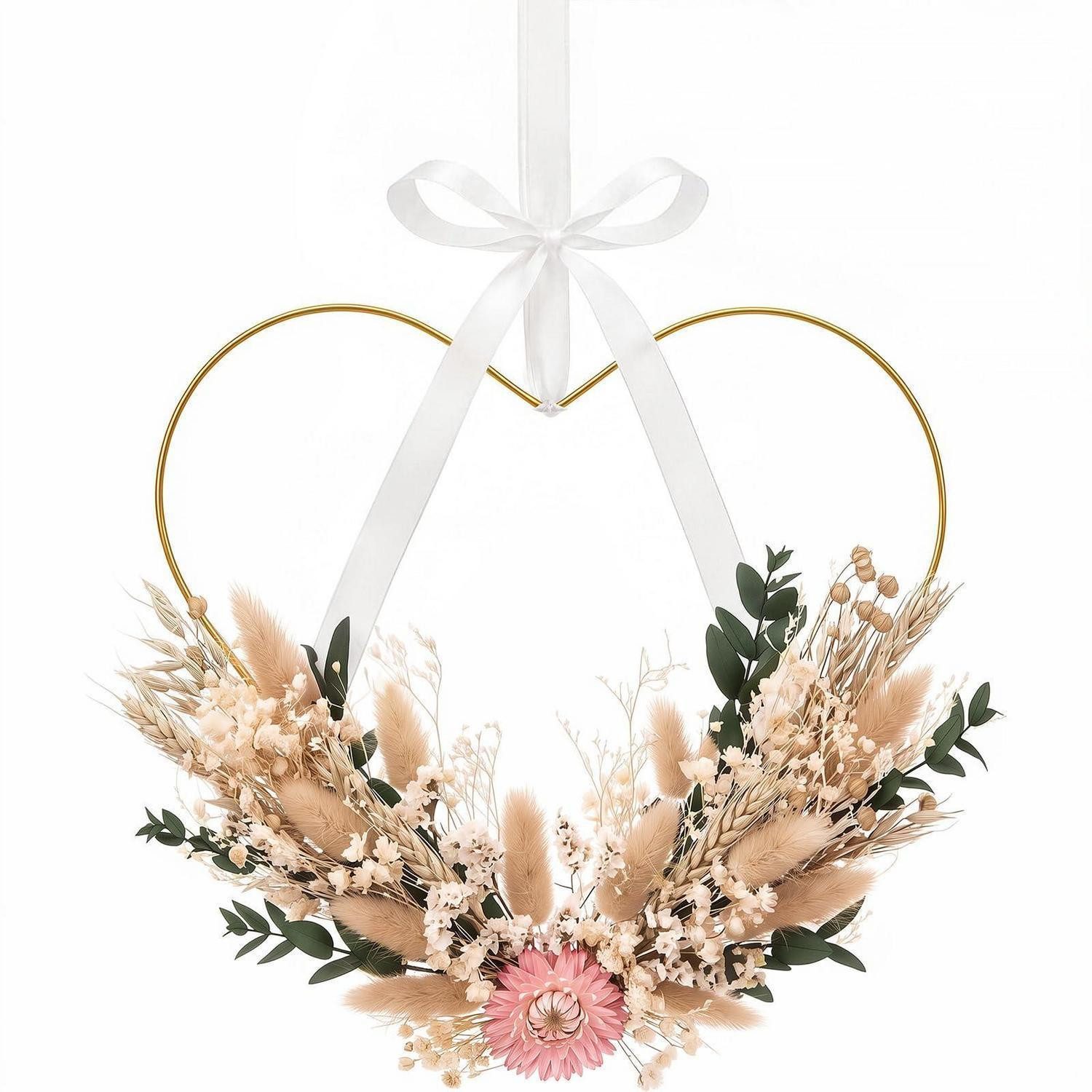 LuxusKollektion Dekokranz Türkranz Trockenblumen Herz 30cm Naturtöne Boho