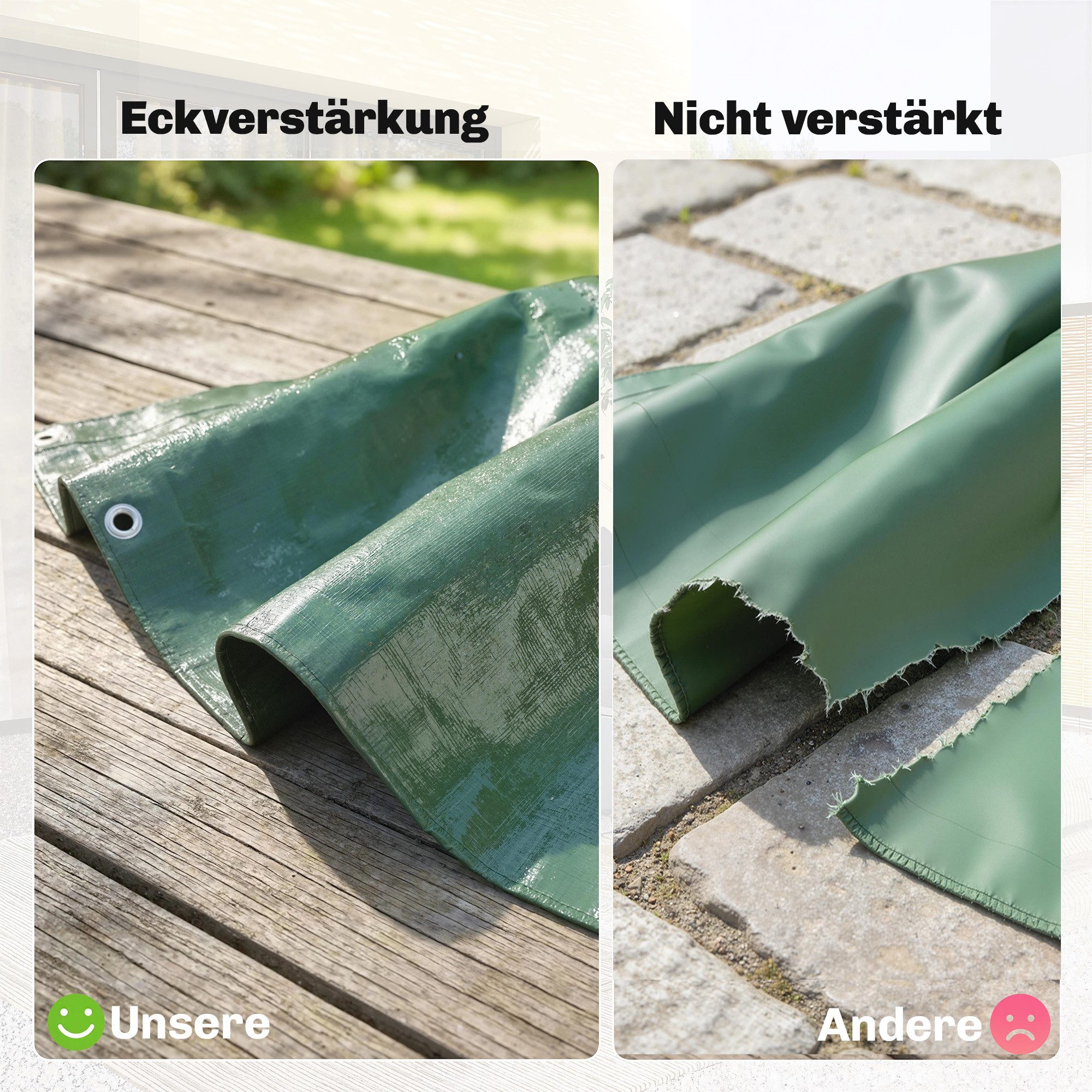 Outsunny Schutzplane Gewebeplane Reißfeste mit verstärkten Ösen Allzweckplane (Reißfeste Abdeckplane, 1-St., wasserdicht 90g,m² Gewebeplane), für Schutz vor Wit – Bild 5 von 5