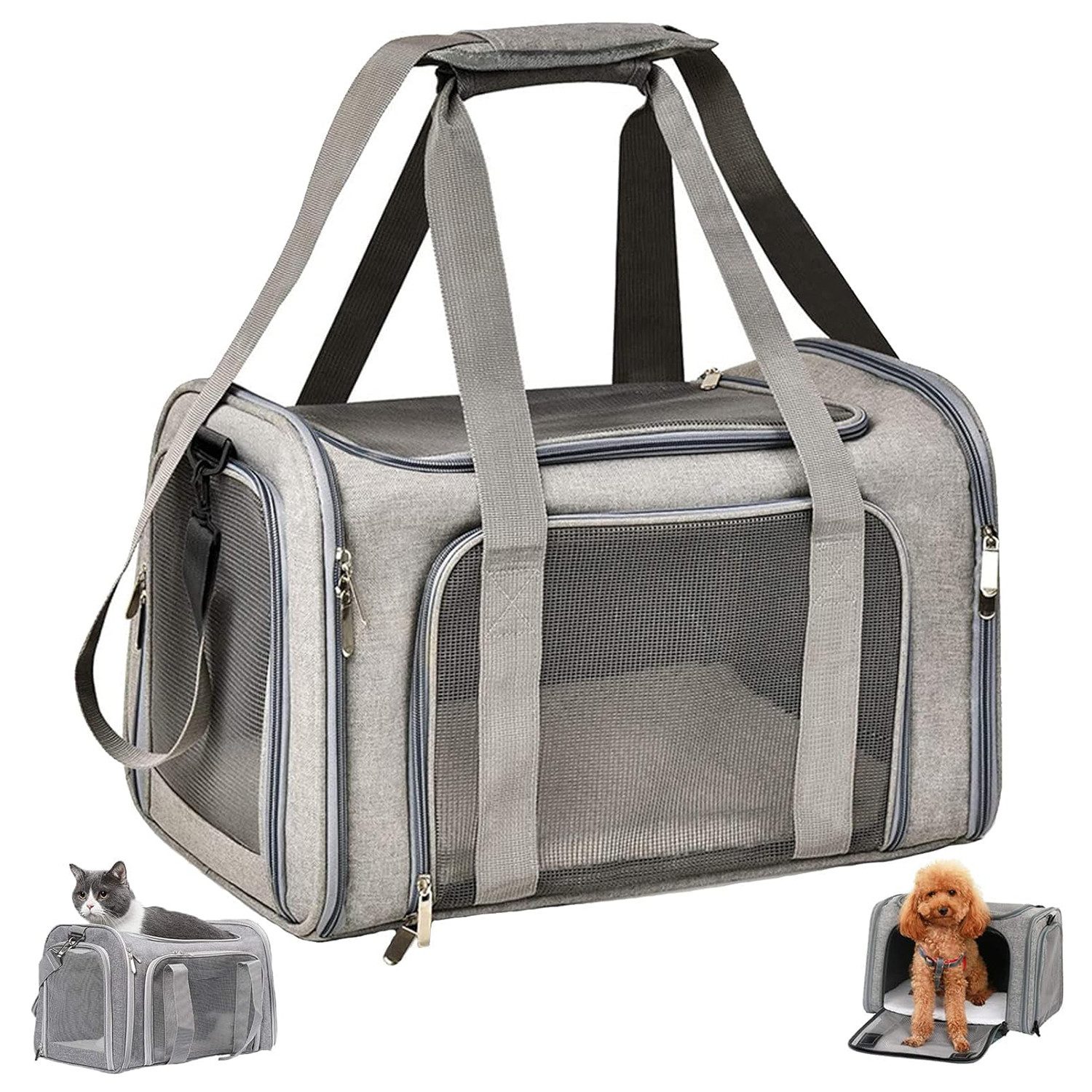 Happy Home Tiertransporttasche Transporttasche für Katze Hund, Faltbare Katzentransportbox, tragbar
