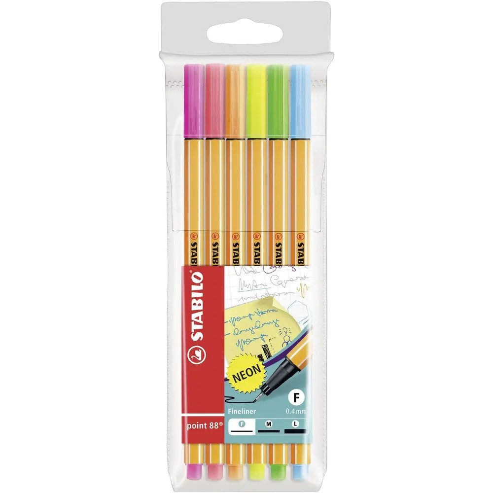 STABILO Buntstift Fineliner STABILO® point 88® wallet ''Neon''Fineliner STABILO® point 8