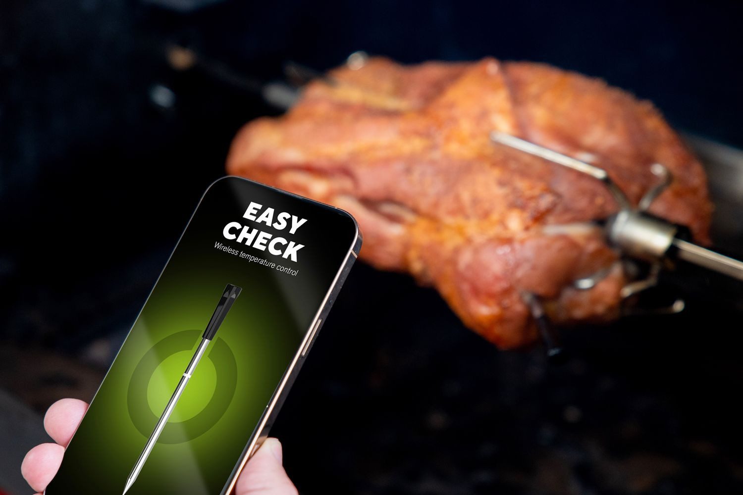 OUTDOORCHEF Fensterthermometer Easy Check Grillthermometer - Wireless Bluetooth Thermometer, 1 Temperaturfühler + Multifunktionsdock + USB-C Ladekabel, Kabellos, Dual-Sensor, 200m Reichweite, 30h Akku