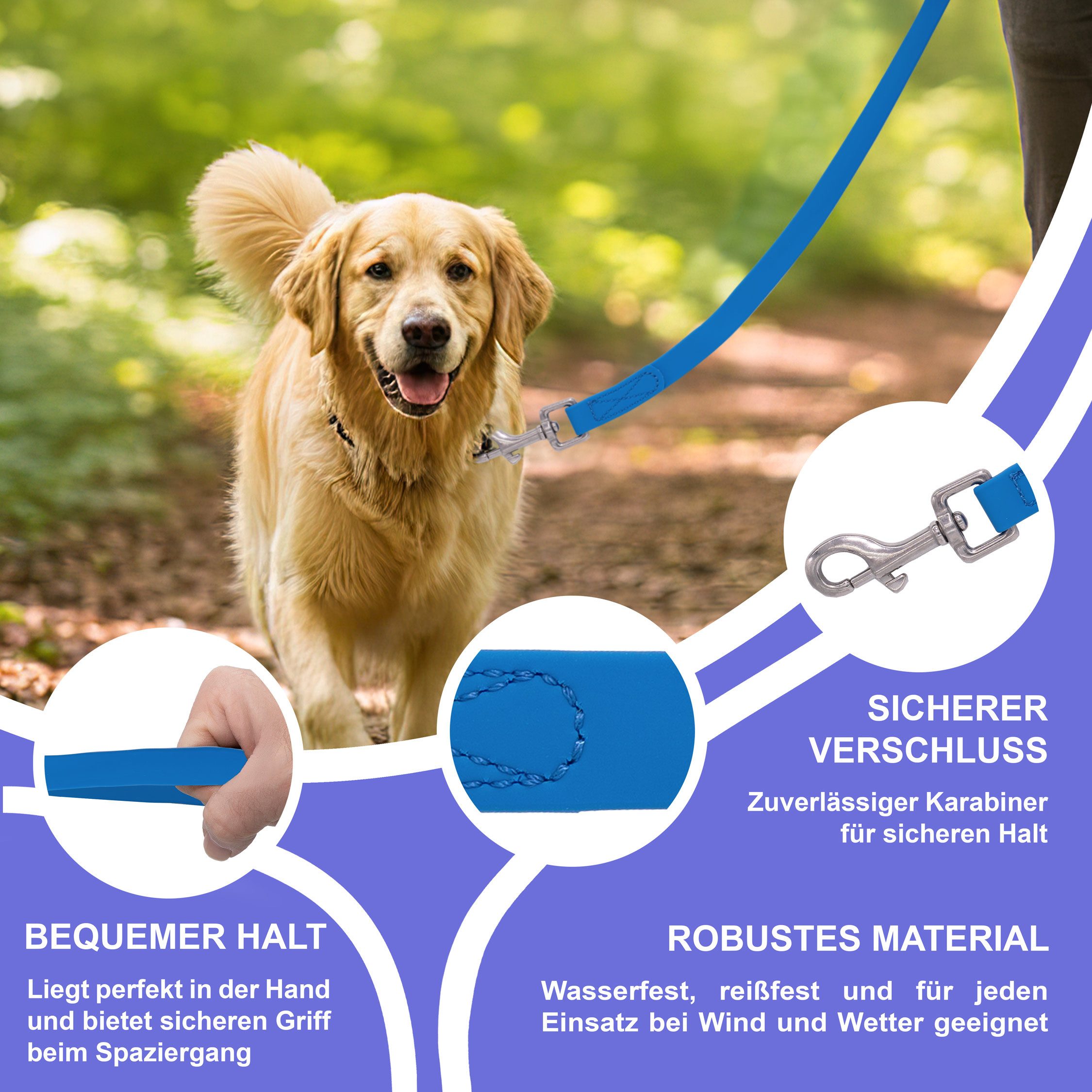 Reichstadt Hundeleine RS Pets Führleine PVC 25RSP086, PVC, Weiche Handschlaufe mit Soft-Wrist-Strap