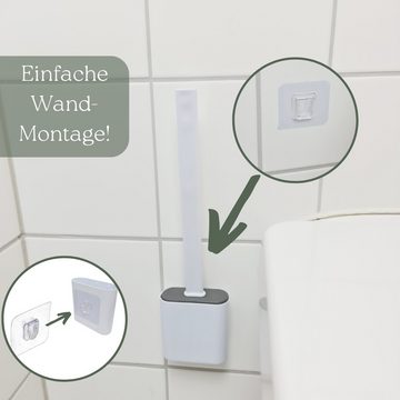 GarPet WC-Garnitur 2x Klobürste Silikon weiß Set Wandmontage Toilettenbürste