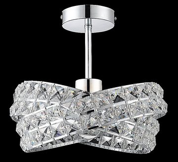 Lewima Deckenleuchte Sermo, Design Glas Kristall Deckenlampe Chrom Lampe Modern Ø30cm 1xE27, für LED wechselbar Lichtfarbe und Stärke beliebig, Leuchte Lüster Glitzernd klein