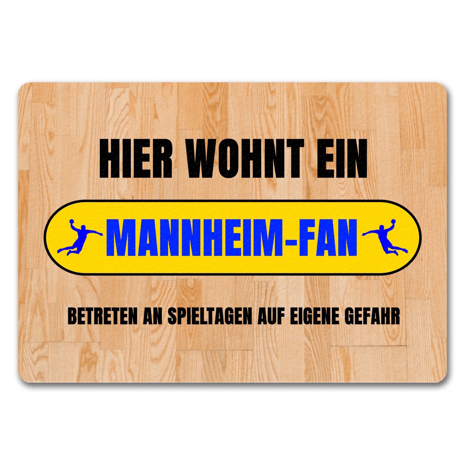 Fußmatte Hier wohnt ein Mannheim Fan Fußmatte in 35x50 cm ohne Rand mit Motiv
