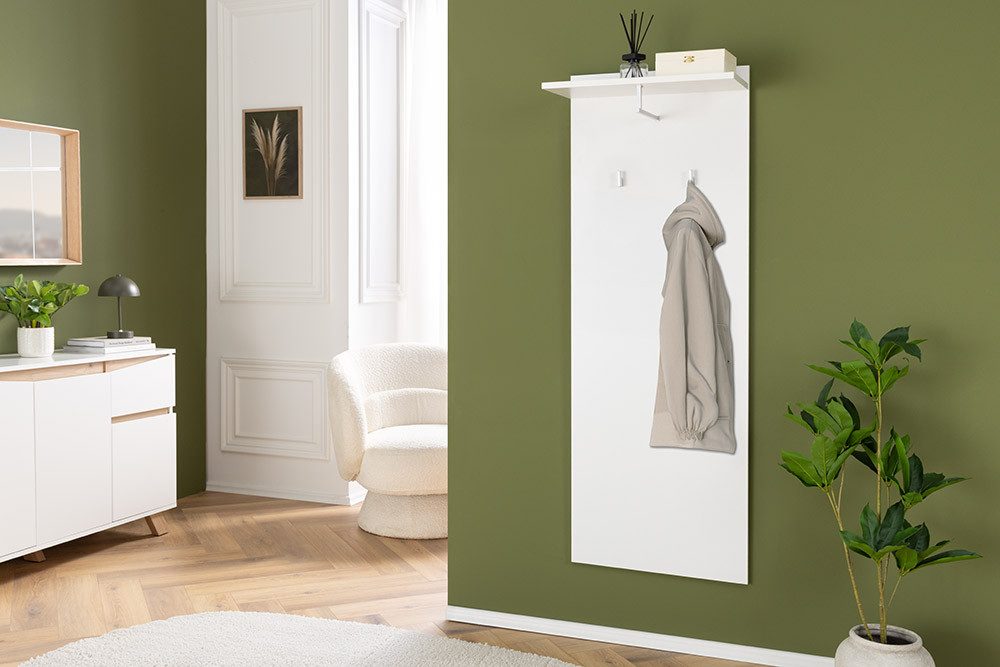 riess-ambiente Wandgarderobe JUSTUS 140 cm weiß – modern, Regalboden, Haken günstig online kaufen
