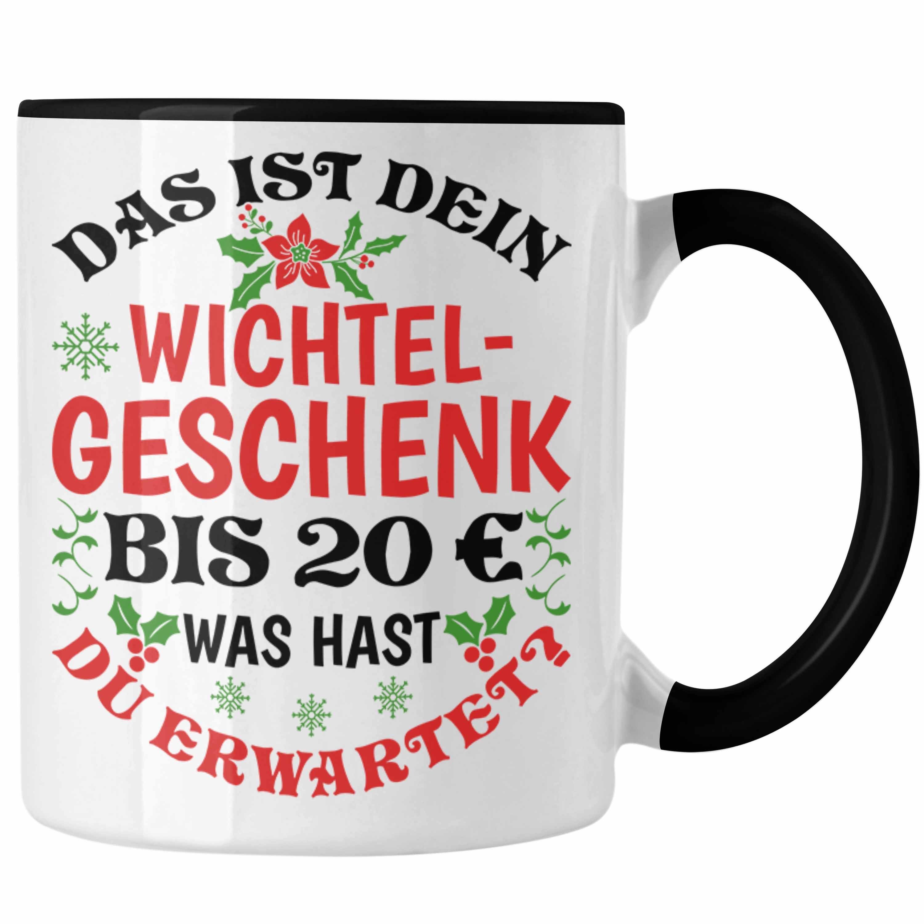Trendation Tasse Wichtelgeschenk für 20 Euro Tasse Wichteln für Frauen Kollegen Wichtel Schwarz