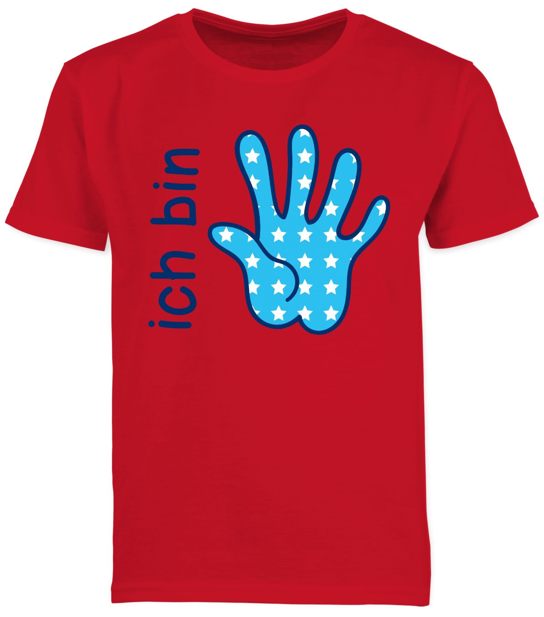 T-Shirt Ich bin fünf Zeichensprache blau