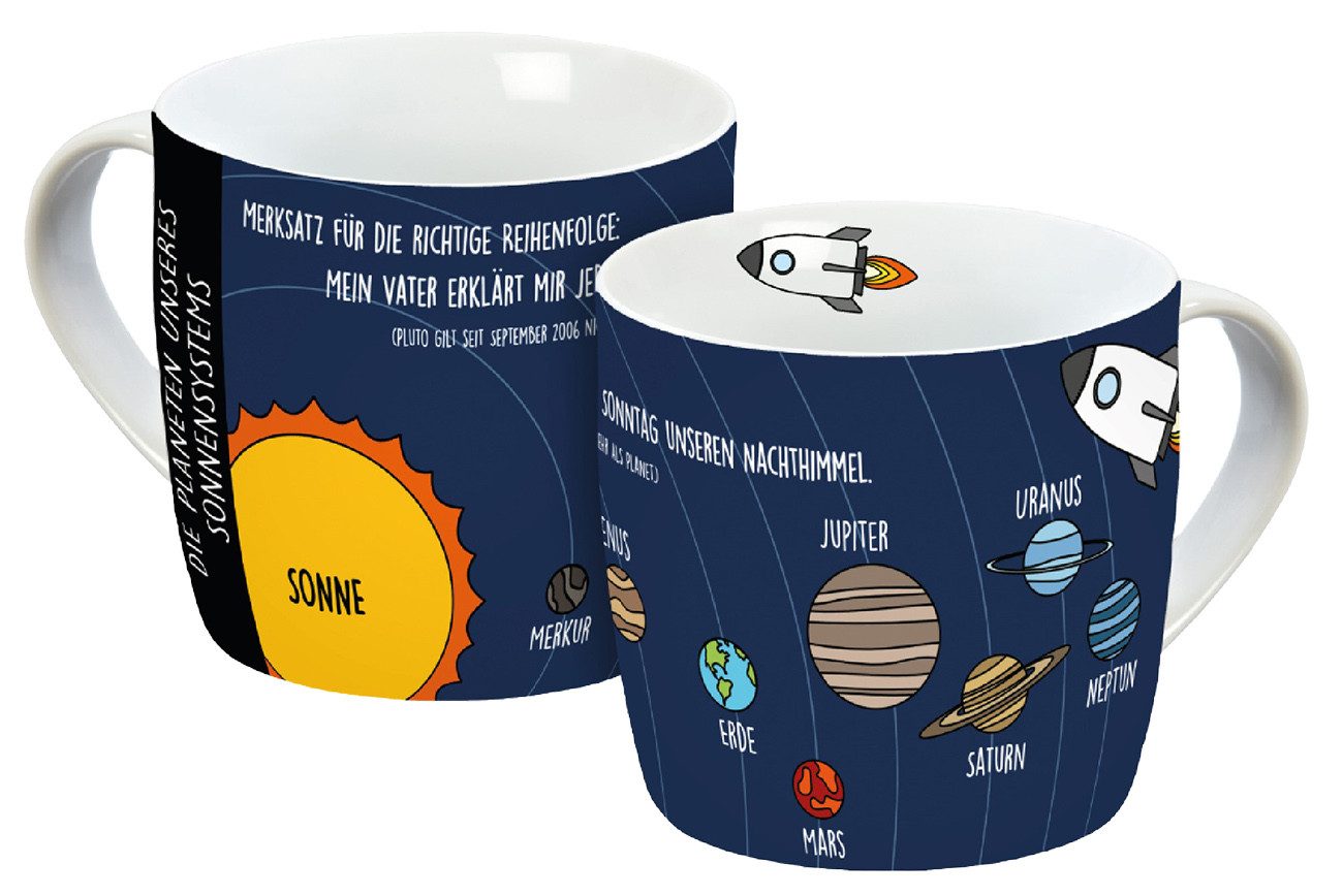 Geda Labels GmbH Tasse Sonnensystem, Porzellan, Blau, 300 ml, spülmaschinengeeignet