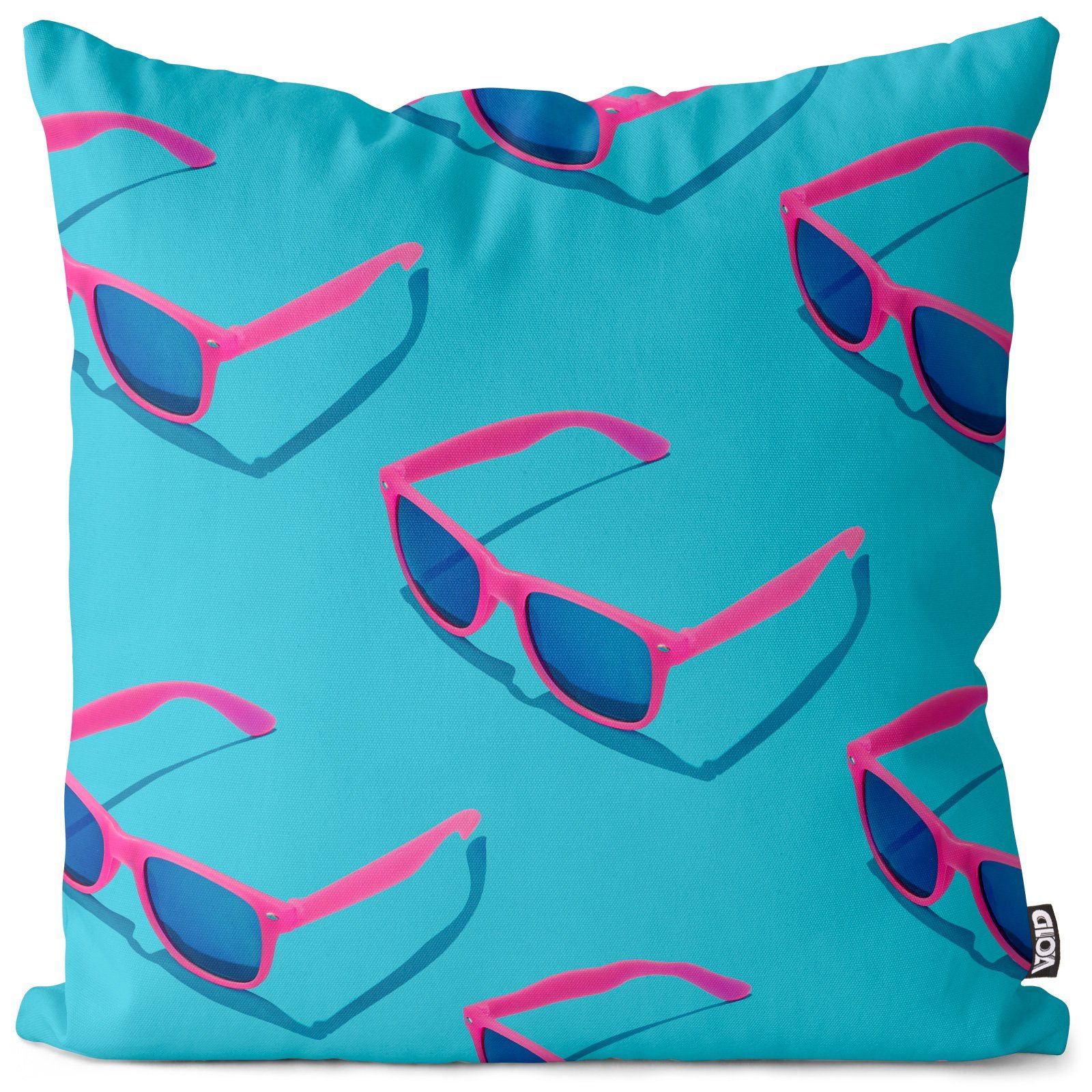 Kissenbezug, VOID (1 Stück), Sofa-Kissen Sonne Brille Sommer Strand Beach Pool Muster Türkis Baden Urlaub Reise Ferien Italien Kreuzfahrt Schwimmbad