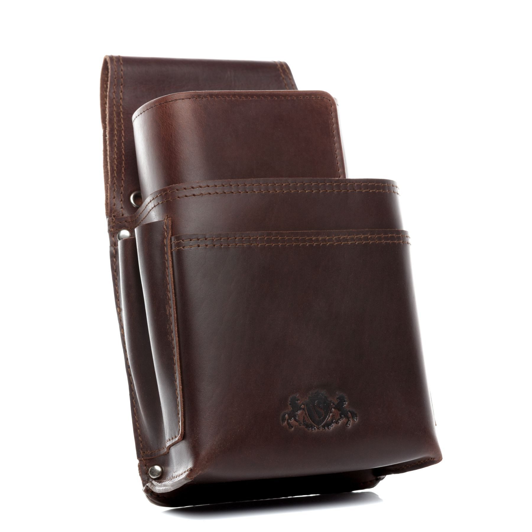 SID & VAIN Geldbörse ABERDEEN, Kellnerportemonnaie echt Leder Unisex, Münzbörse braun-cognac