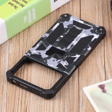 Wigento Handyhülle Für Xiaomi POCO X4 Pro 5G Camouflage Shockproof Armor TPU Schutz Tasche Hülle Cover Hell Blau