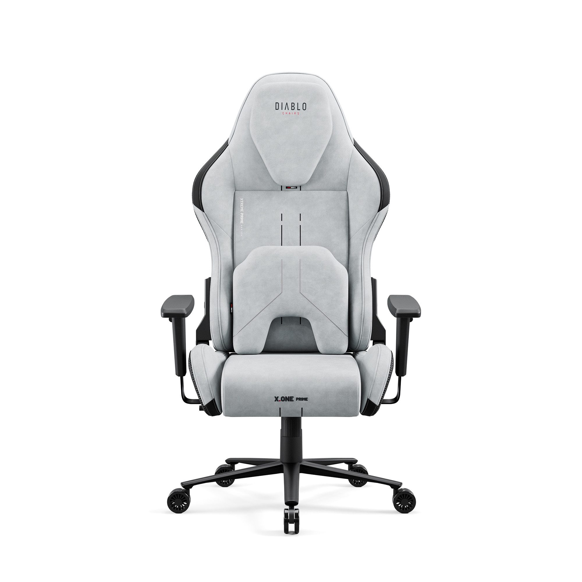 DIABLO CHAIRS Gaming-Stuhl X.One Prime Stoff ergonomisch Metallbasis 140kg CoolComfort (Magnetische Kopfstütze, Höhenverstellbare Armlehnen, Kühlender Sitz), Kopfstütze Lendenkissen CoolComfort Räder Stoff