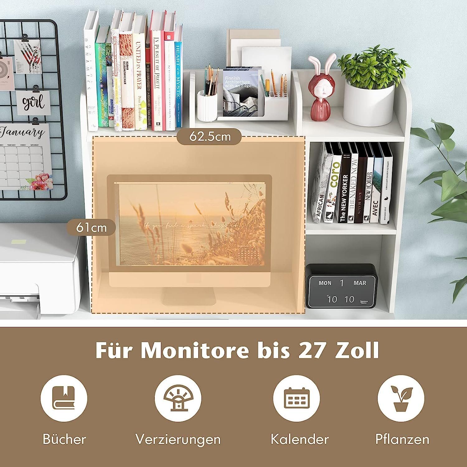 KOMFOTTEU Bücherregal Schreibtischregal, mit 5 offene günstig online kaufen