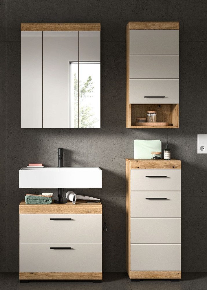 xonox.home Badmöbel-Set Badezimmer-Set Scout 1, Kaschmir / Evoak Oak, 4-teilig, (4-teilig), Badezimmerset, Badset, Badmöbel, 4-teilig, Breite ca.: 115 cm