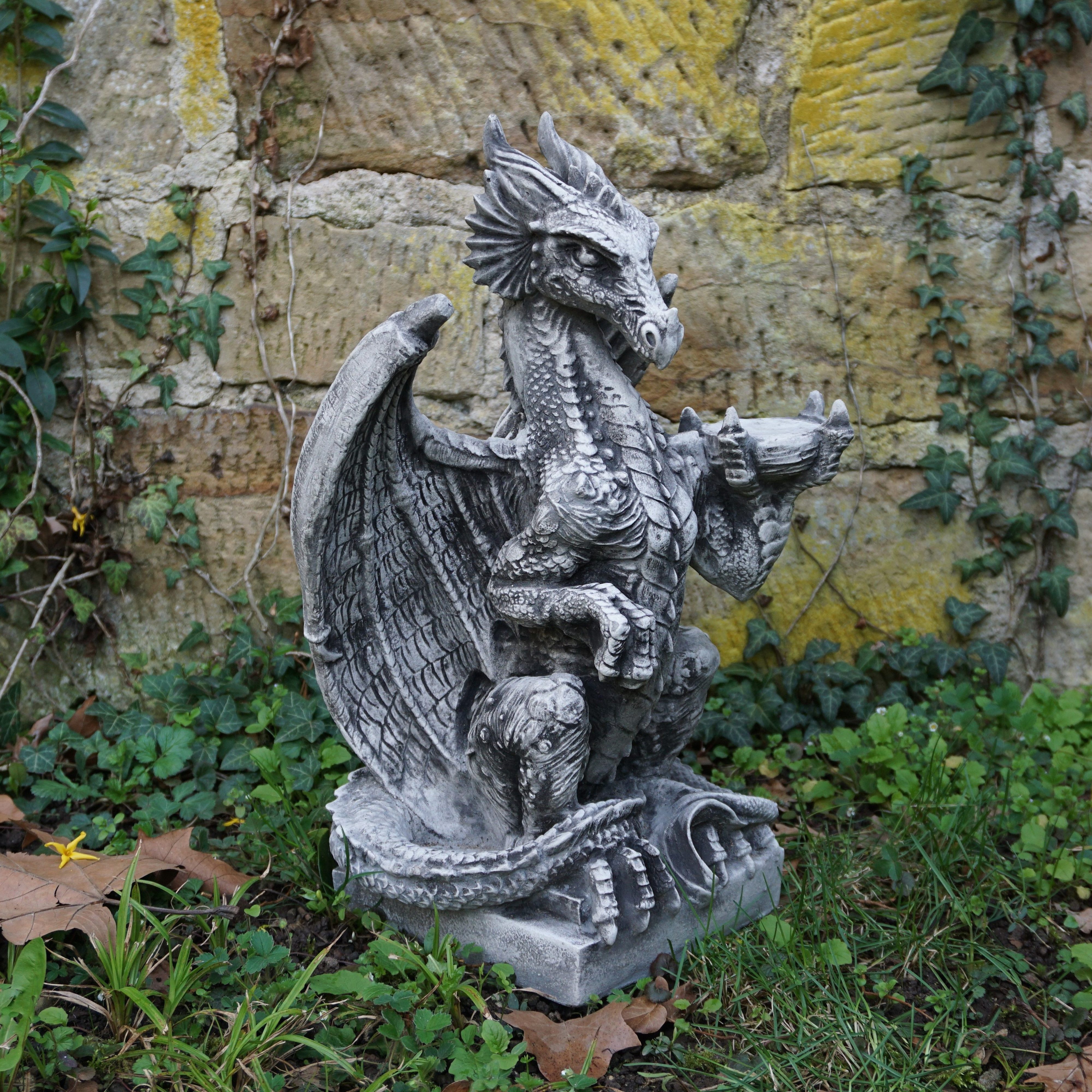 gartendekoparadies.de Gartenfigur Drache auf Sockel, Steinfigur, H. 51 cm, günstig online kaufen
