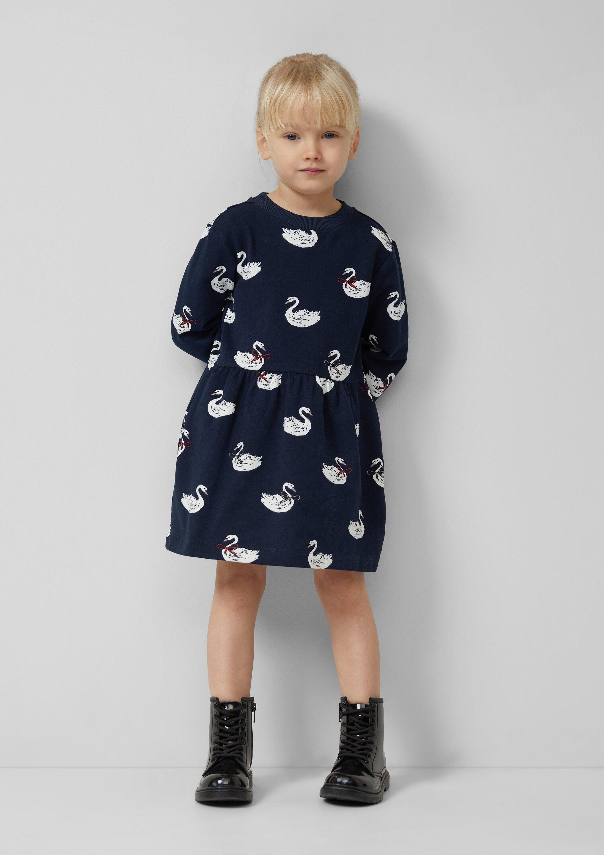 s.Oliver Midikleid Kleid Kuscheliges Sweatkleid mit All-over-Print