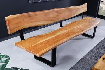 riess-ambiente Sitzbank MAMMUT 200cm natur (honigfarben) / schwarz (Einzelartikel, 1-St), Massivholz · Baumkante · mit Lehne · Metall-Kufen · Industrial Design