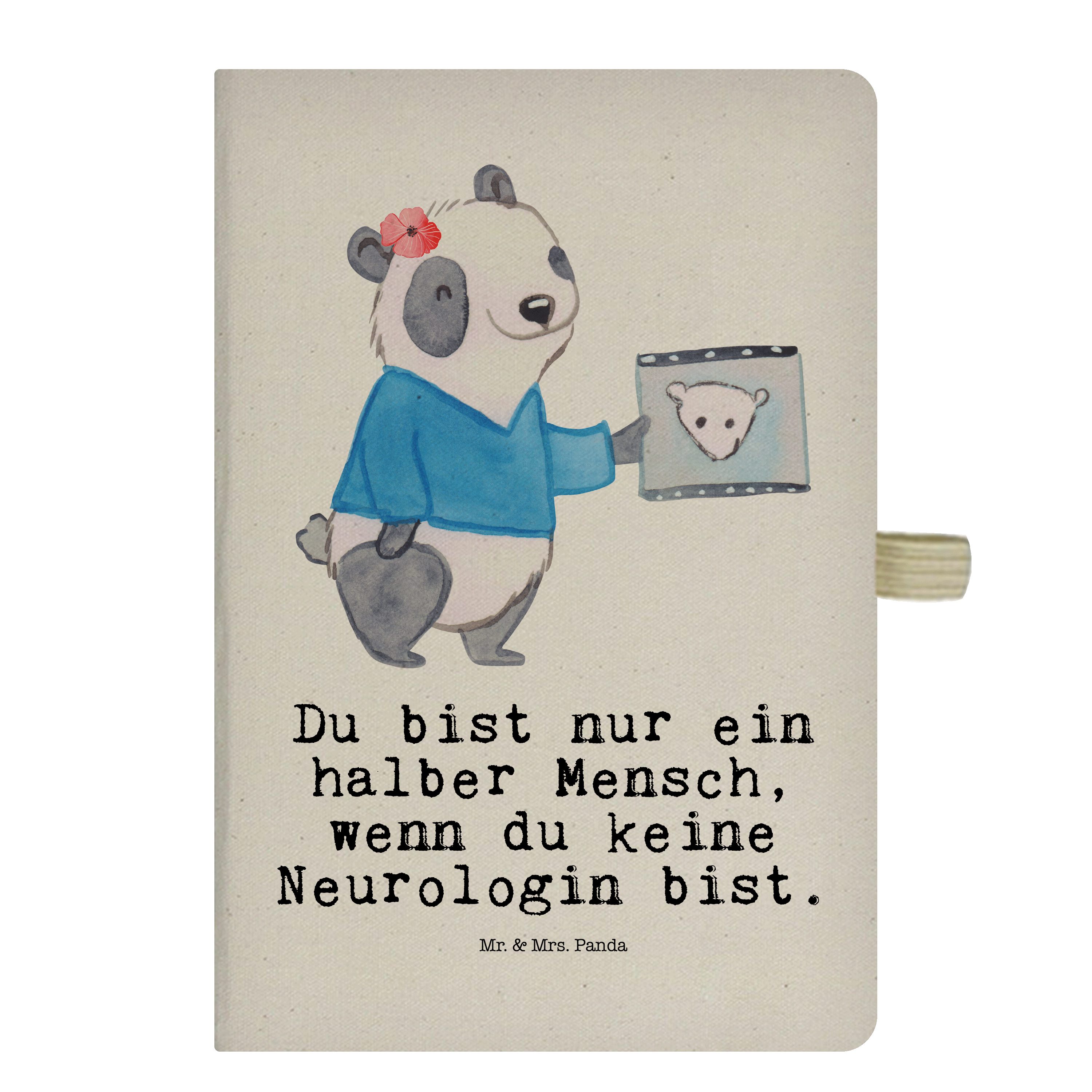 Mr. & Mrs. Panda Notizbuch Neurologin mit Herz - Transparent - Geschenk, Neurologie, Beruf, Sche Mr. & Mrs. Panda