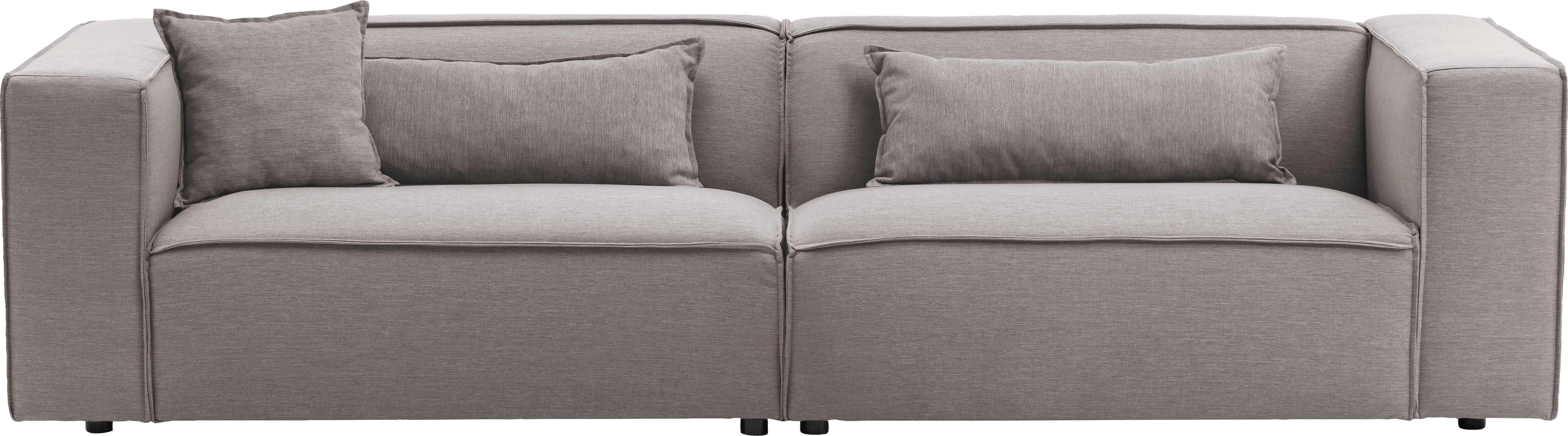 LeGer Home by Lena Gercke 3-Sitzer PIARA, Couch mit Kedernaht, Sofa in Cord, Leinenoptik o. Strukturstoff, schwarze Füße, bequemer Sitzkomfort