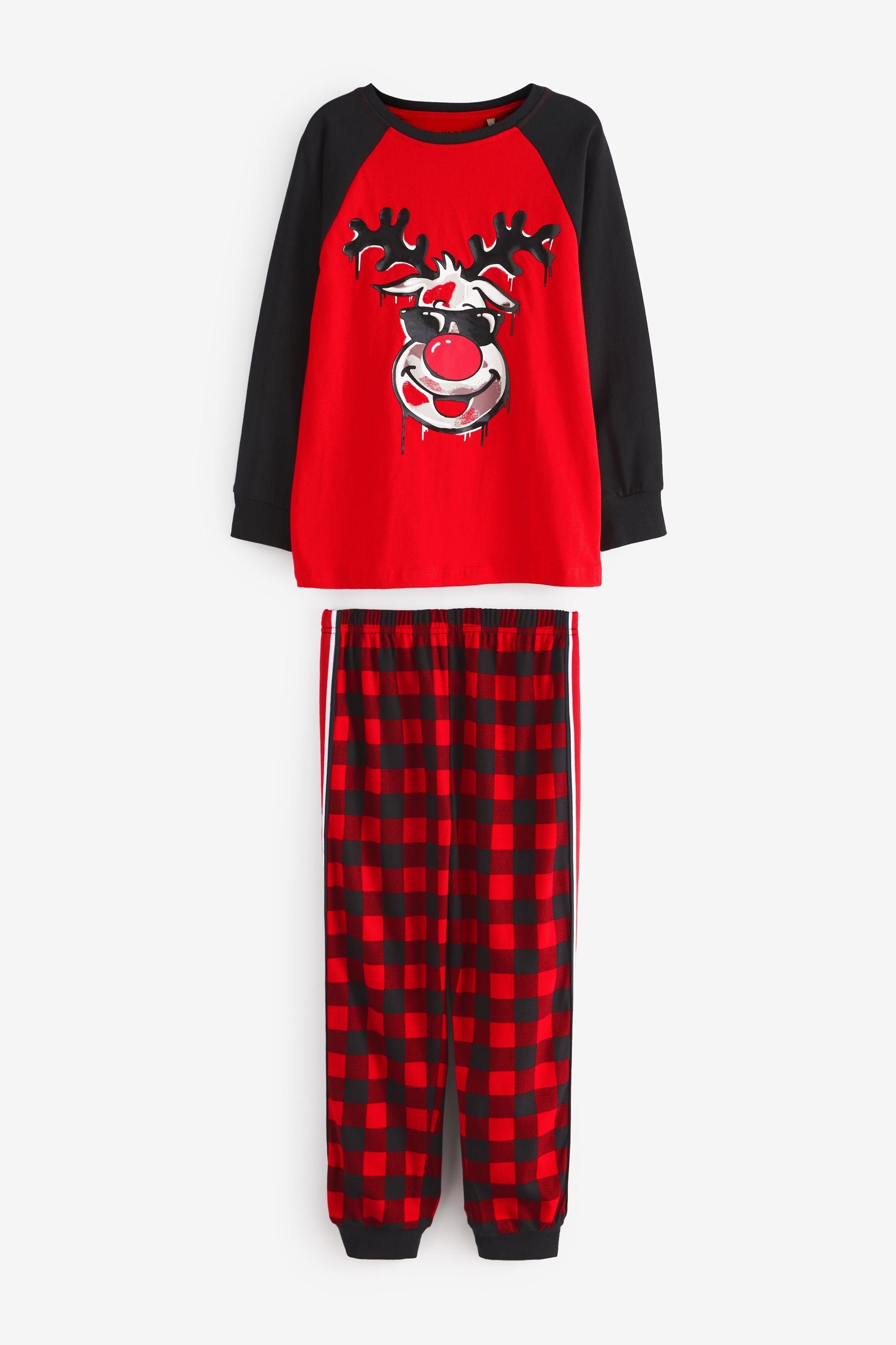 Next Schlafanzug Weihnachtlicher Pyjama (2 tlg) Red Reindeer Check